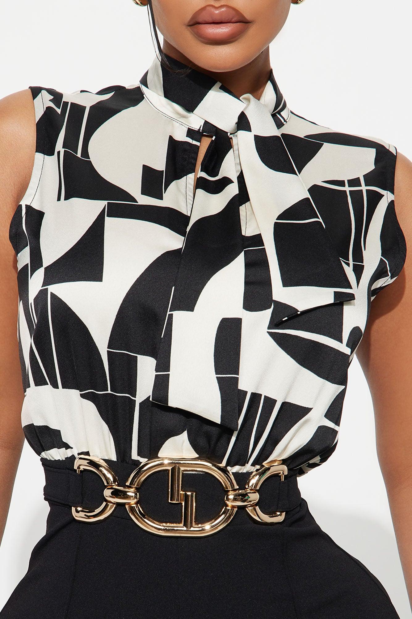 Madeline Satin Abstract Wide Leg Jumpsuit - Black/combo Female Product Image