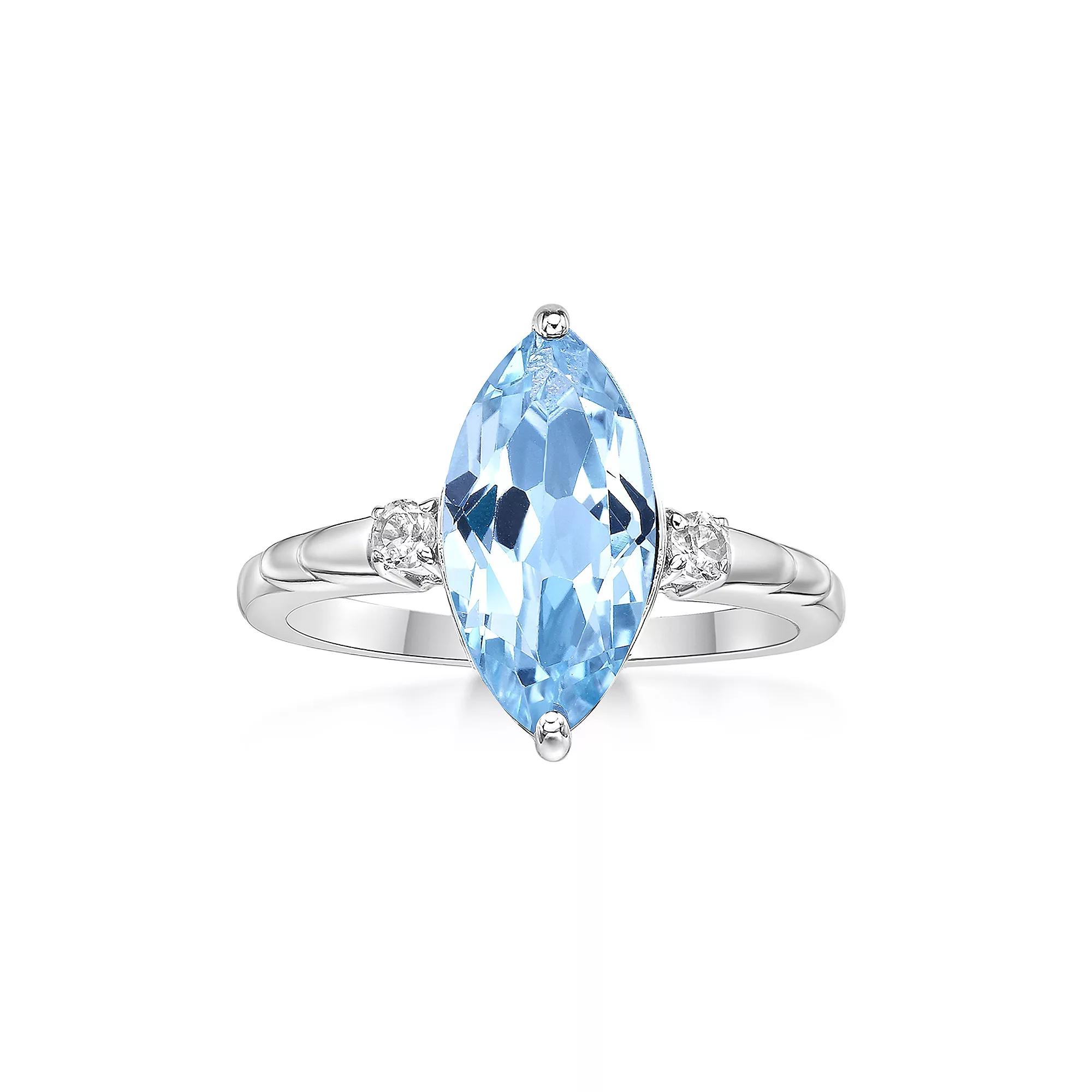 Gemminded Sterling Silver ISQA Blue Topaz & Lab-Created White Sapphire Ring, Women's,  Product Image