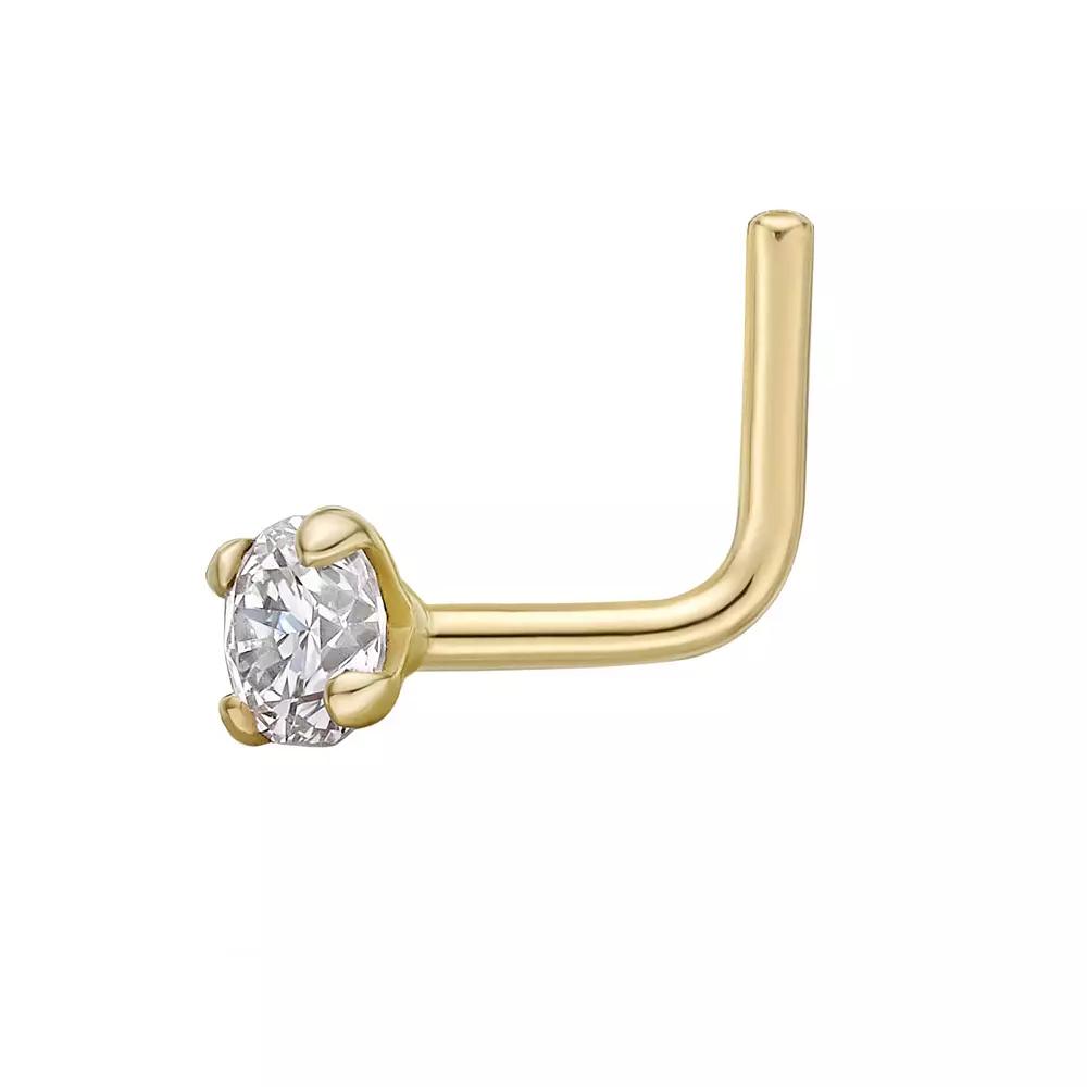 Lila Moon 14k Gold Diamond Accent L-Shape Nose Stud, Women's Product Image