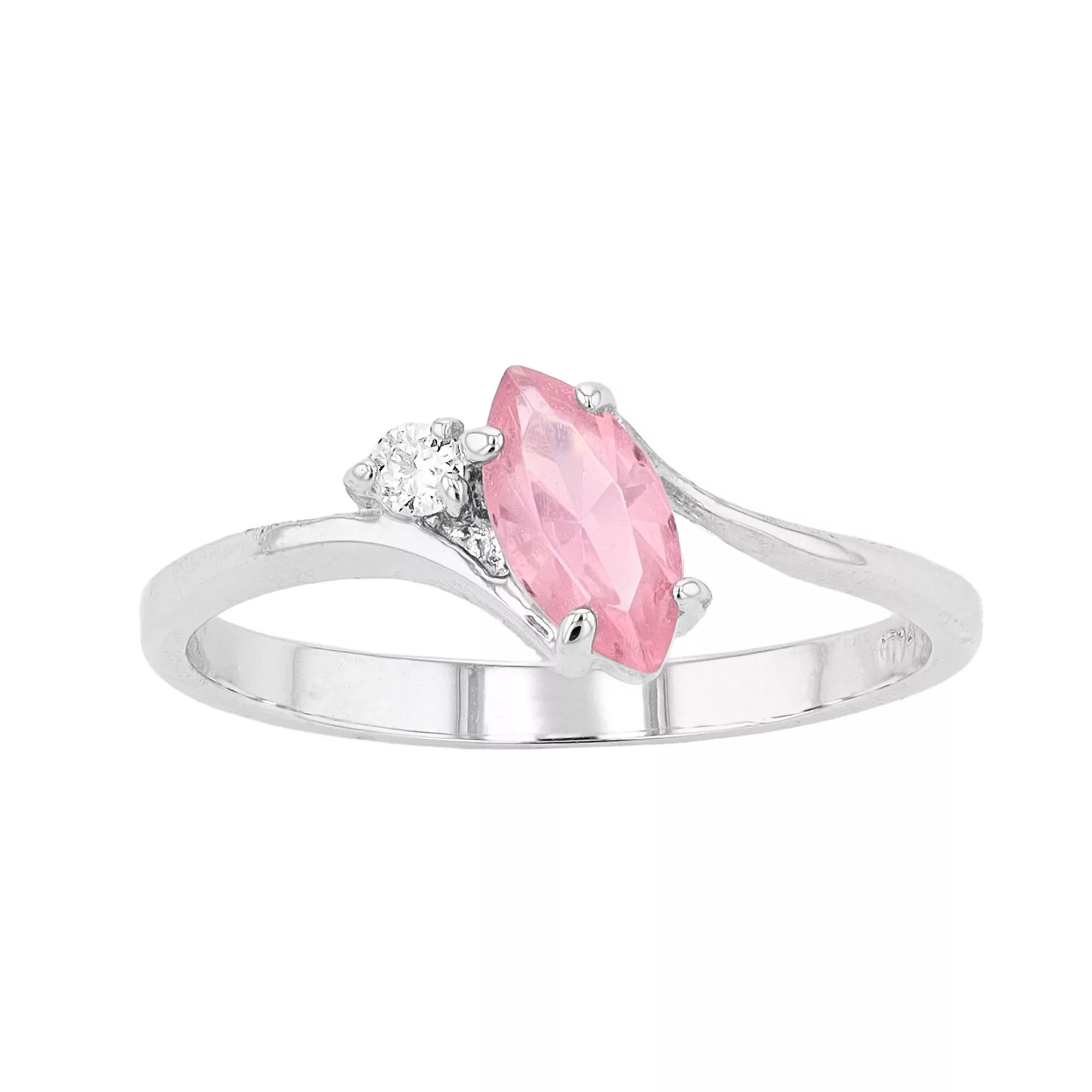 Traditions Jewelry Company Sterling Silver Crystal Birthstone Marquise Ring, Women's,  Product Image
