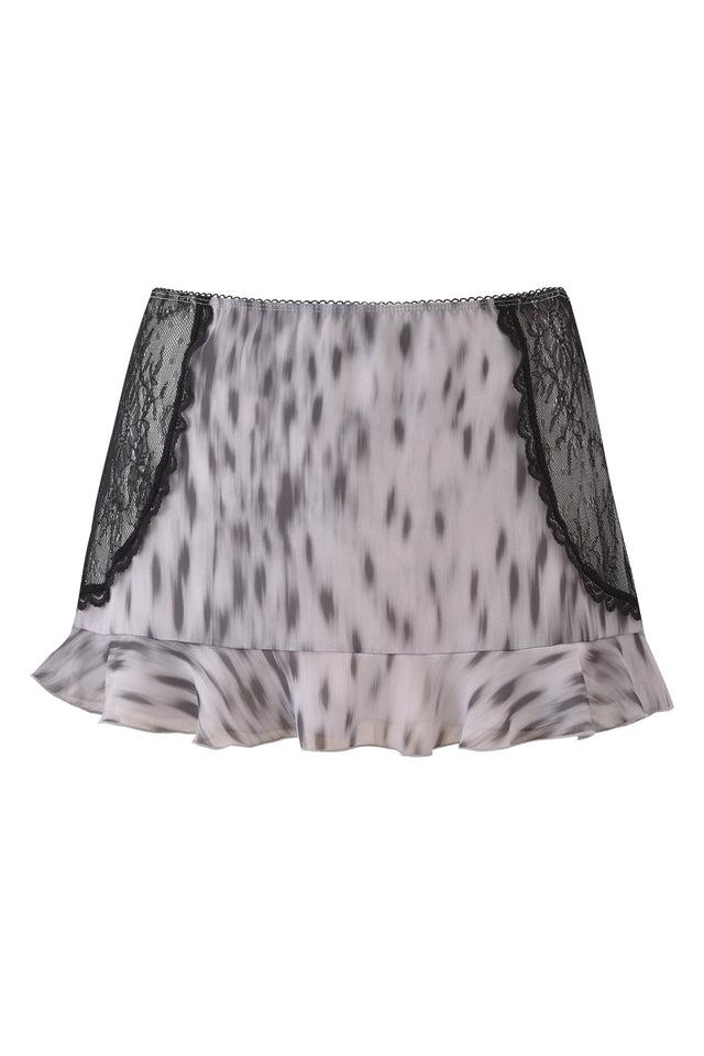 COLETTE LACE PANEL MINI SKIRT - SNOW LEOPARD Product Image