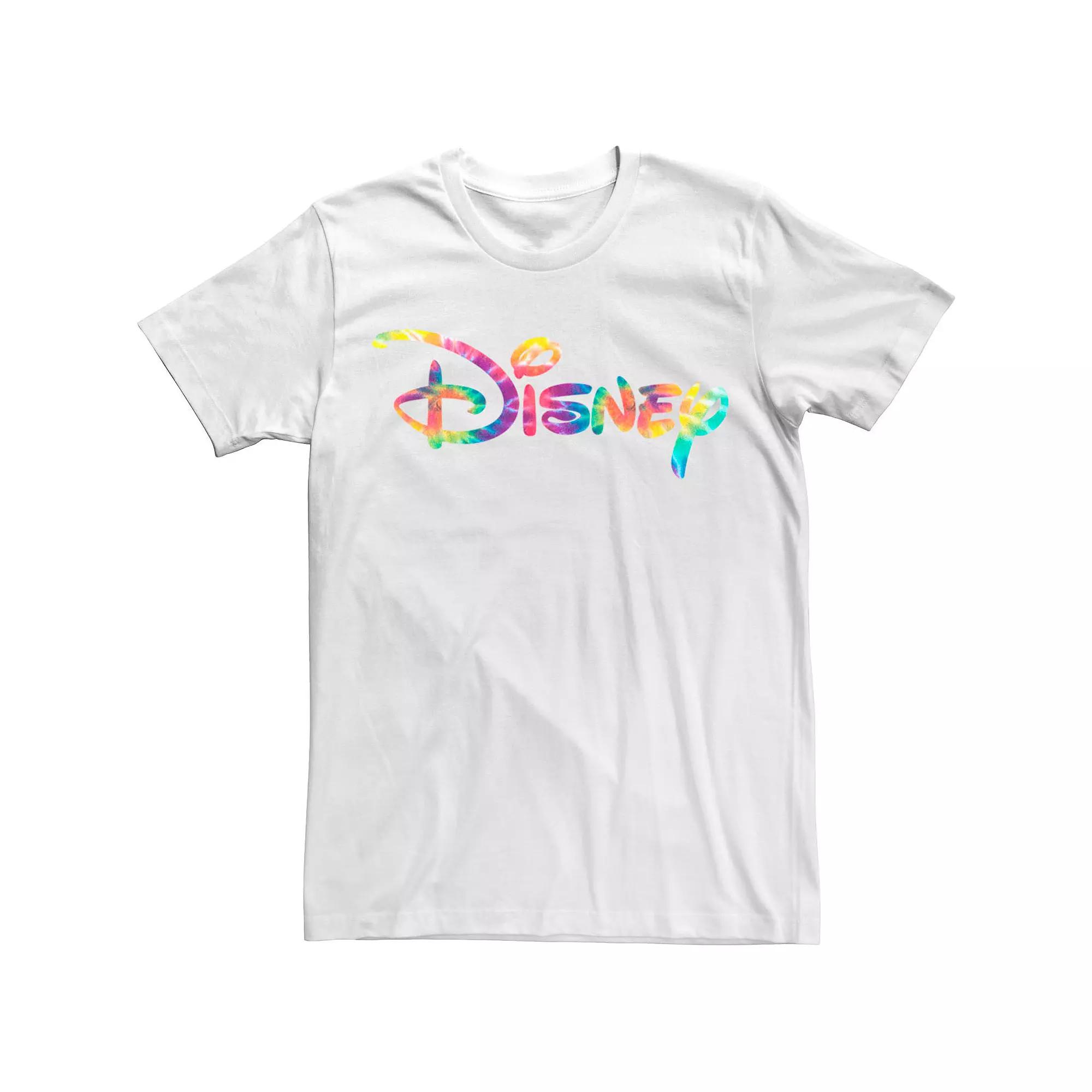 Disney's Rainbow Tie-Dye Chest Logo Men's Tee, Size: Small, White Product Image
