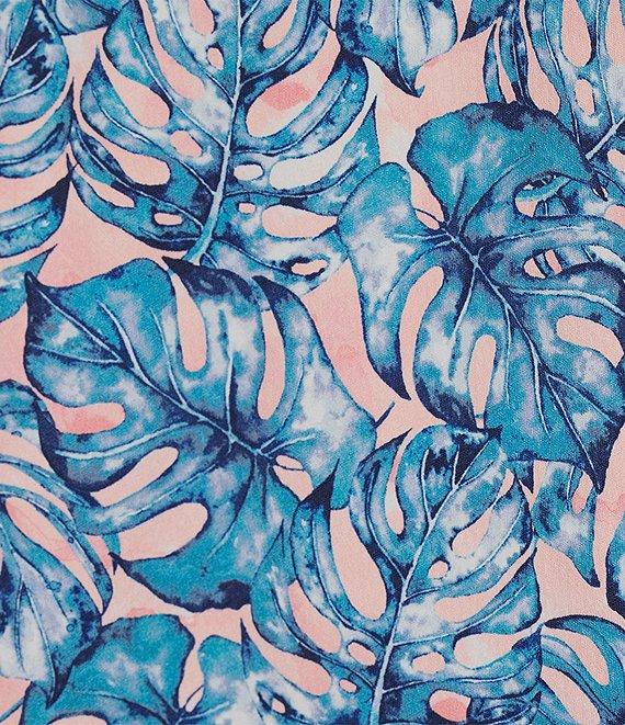 Caribbean Big & Tall Watercolor Leaf Print Performance Stretch Short Sleeve Woven Shirt Product Image