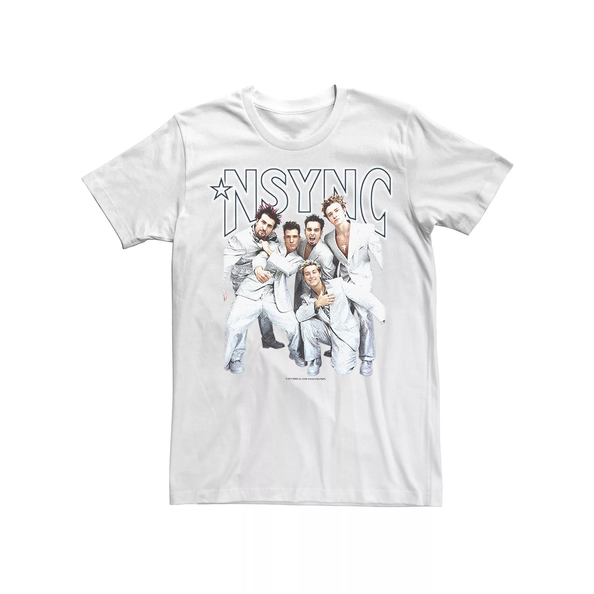 Men's NSYNC Group Shot Portrait Tee, Size: Large, White Product Image