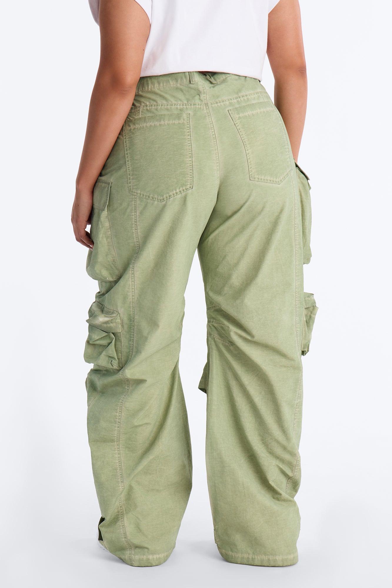 Talk It Up Oversized Cargo Pant - Sage Female Product Image