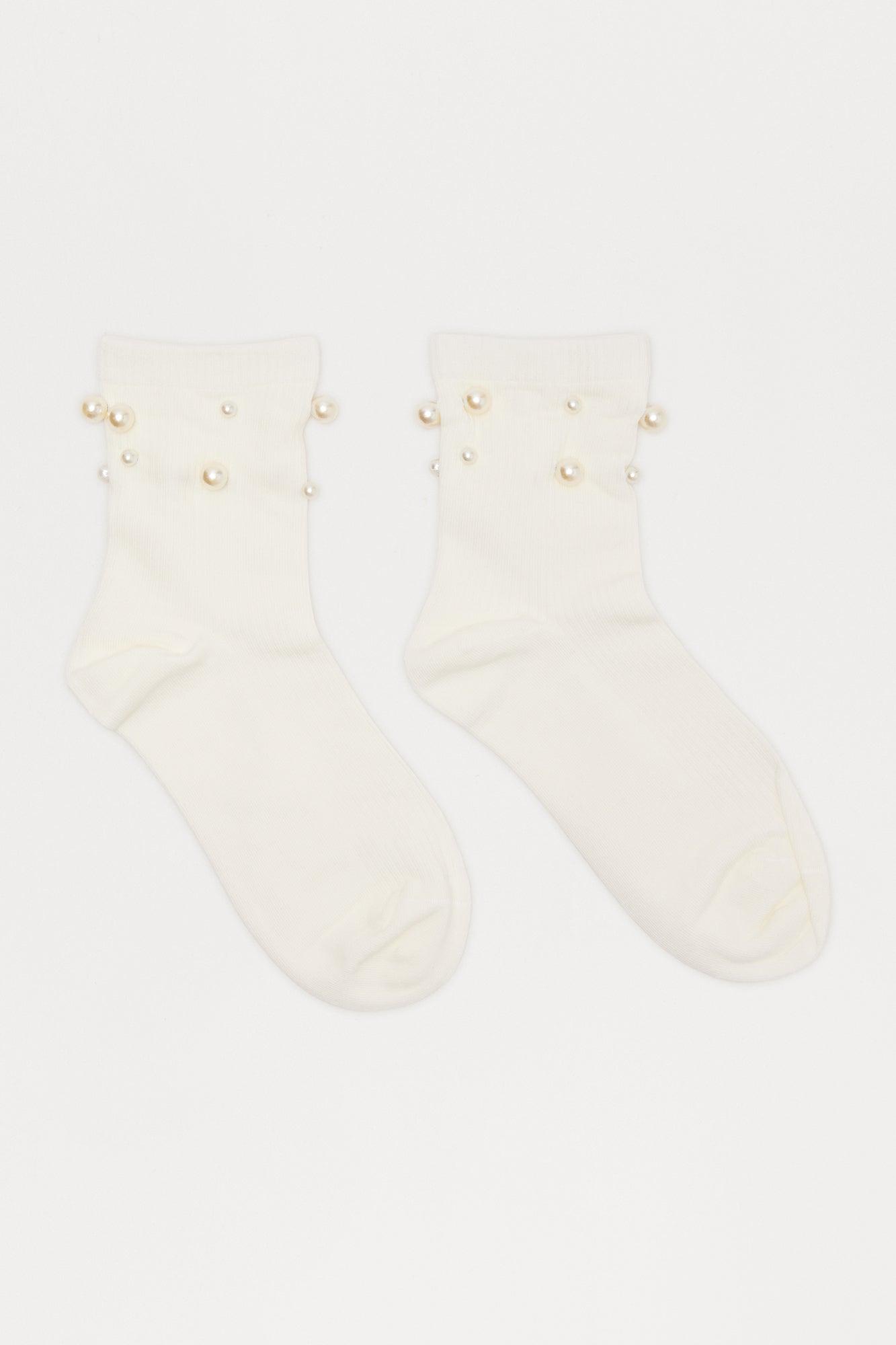 Girly Pearl Socks - White Female Product Image