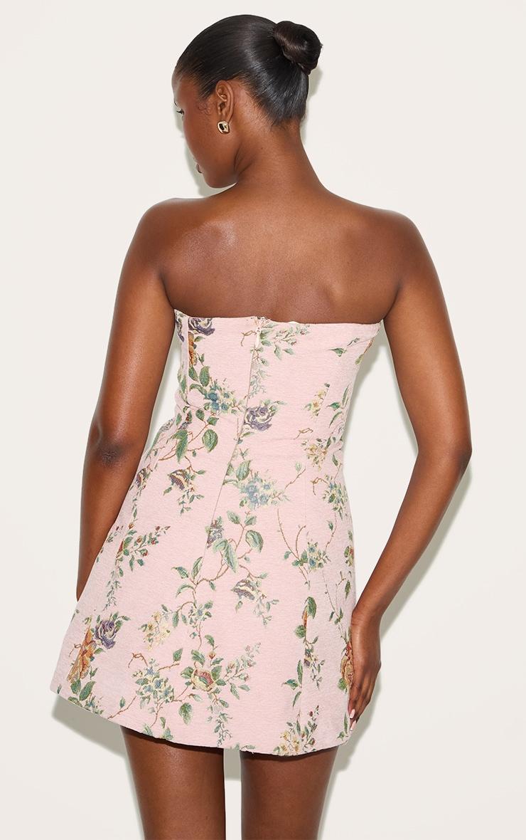 Pink Floral Bandeau A Line Shift Dress Product Image