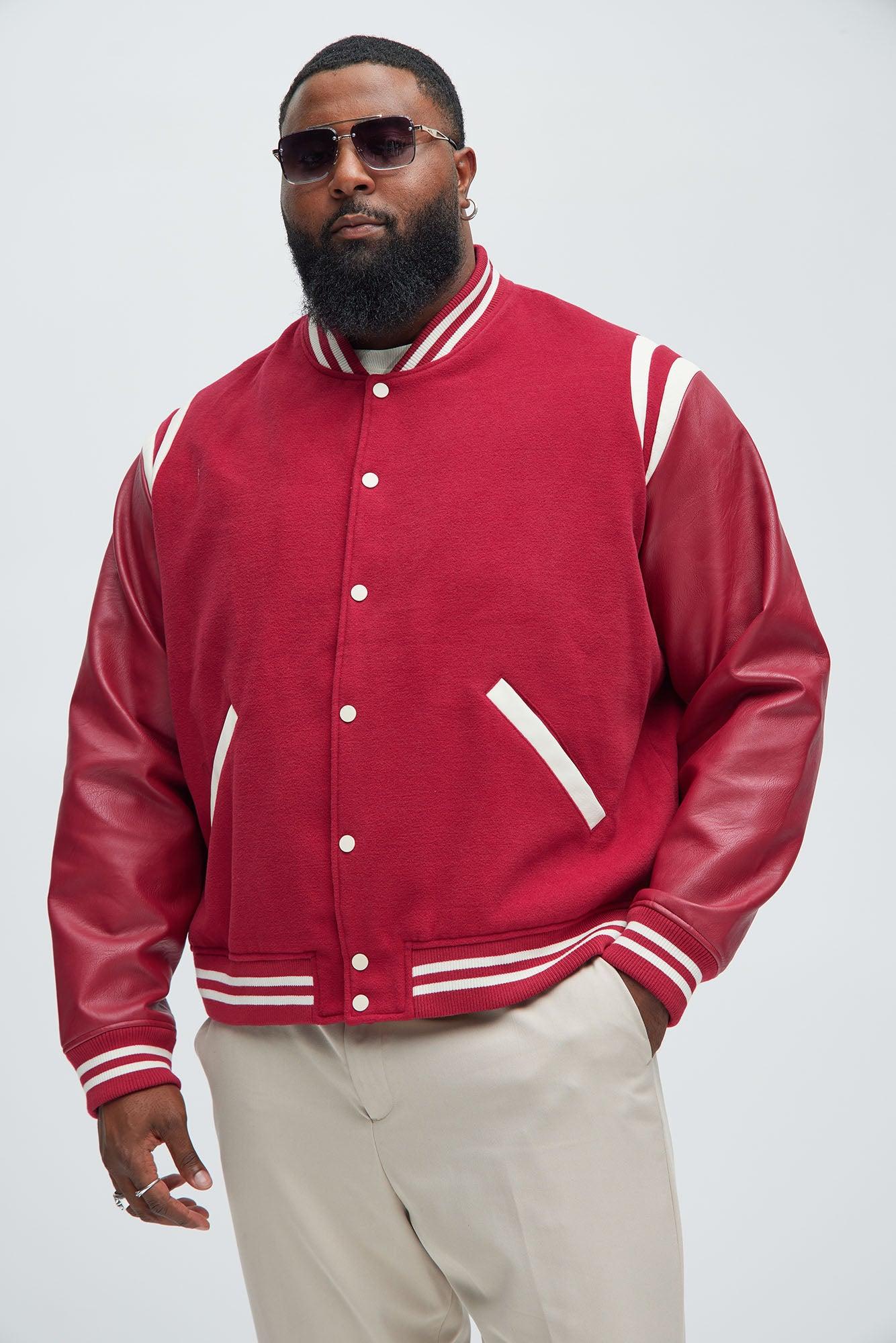 Shoulder Varsity Jacket - Red Product Image
