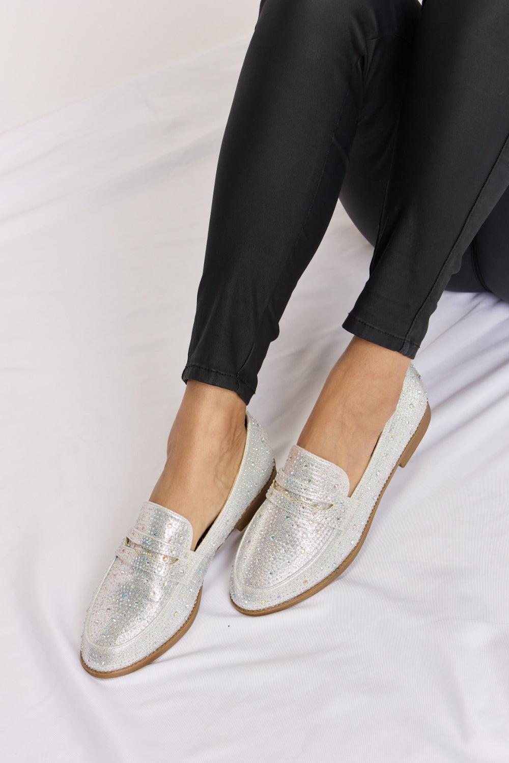 Forever Link Rhinestone Point Toe Loafers Product Image