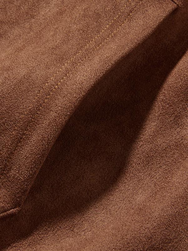 Men's Solid Suede Hooded Zip Up Sleeveless Jacket Product Image