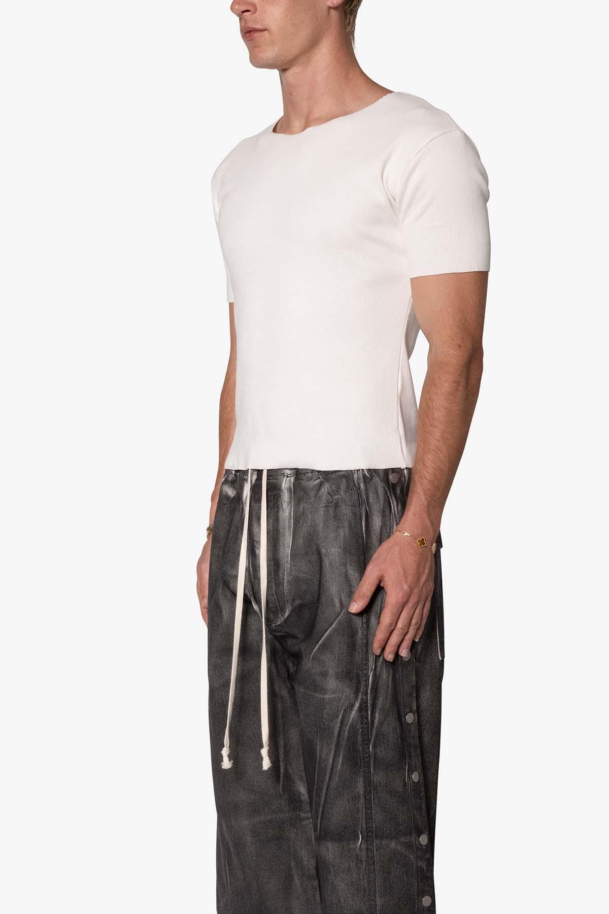 Fitted Ribbed Tee - Off White Product Image