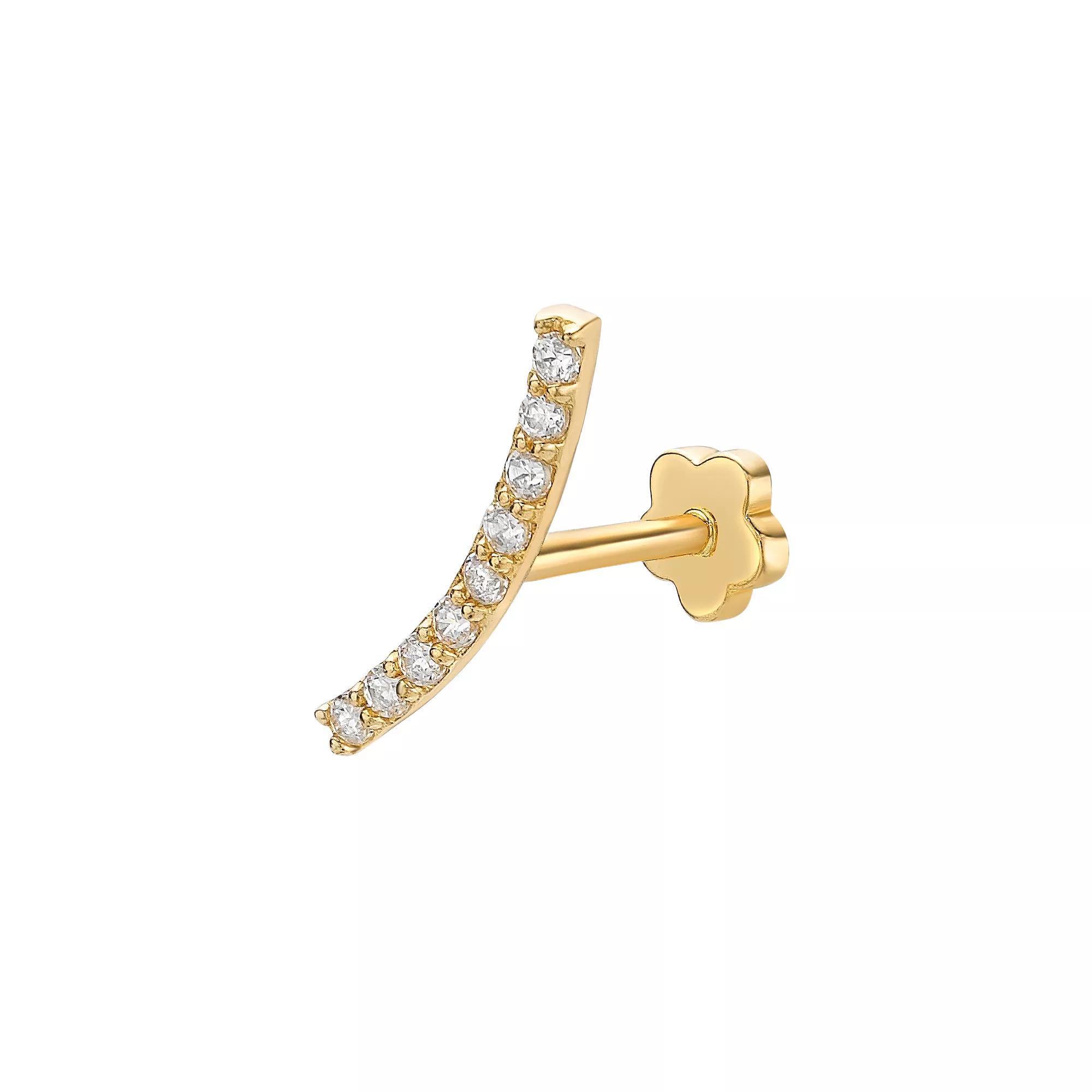 Lila Moon 14k Gold Cubic Zirconia Curved Bar Cartilage Earring, Women's Product Image