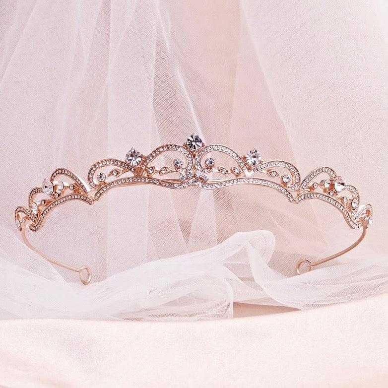 "Anya" - Rhinestone Bridal Tiara - Available in Silver, Rose Gold and Yellow Gold Product Image