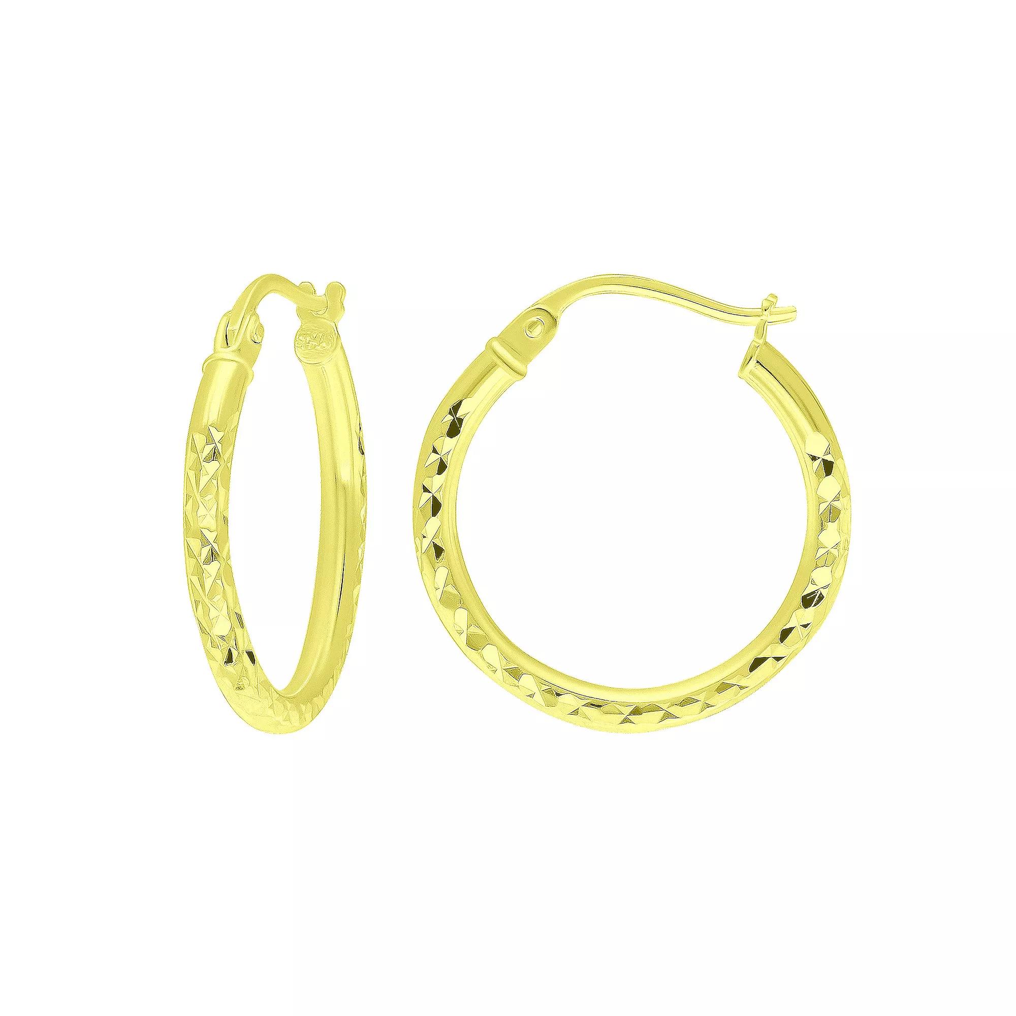 Aleure Precioso Sterling Silver Textured Hoop Earrings, Women's,  Product Image