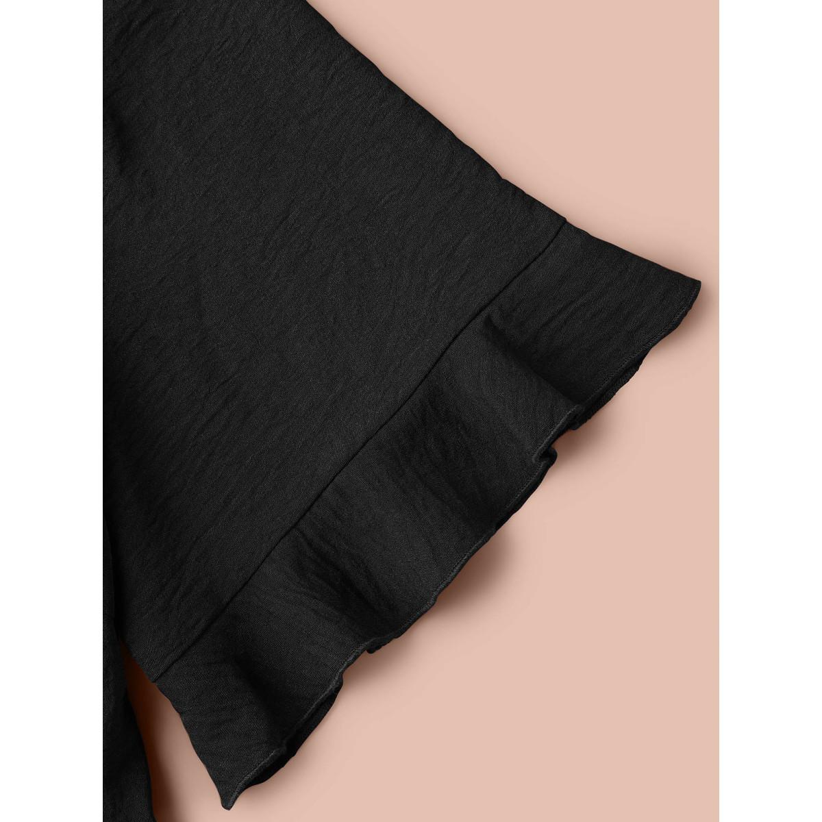 Plus Size Contrast Heart Pattern Notched Collar Dress Black Women Elegant Patchwork Notched collar Short sleeve Curvy BloomChic 12/L Product Image