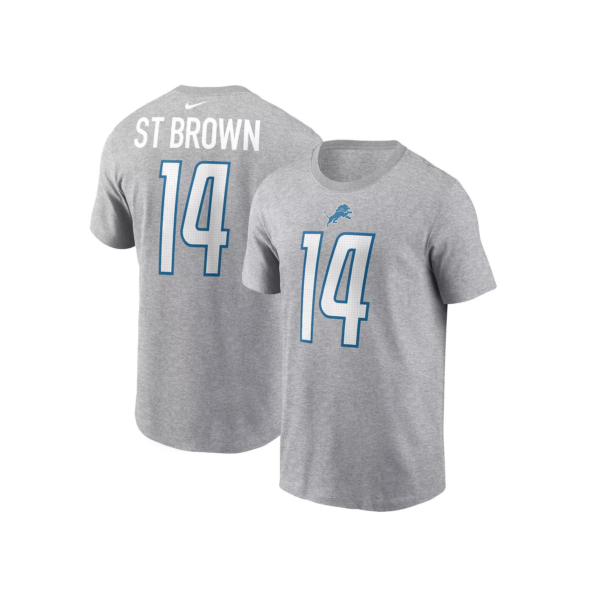 Men's Nike Amon-Ra St. Brown Gray Detroit Lions Player Name & Number T-Shirt,  Product Image