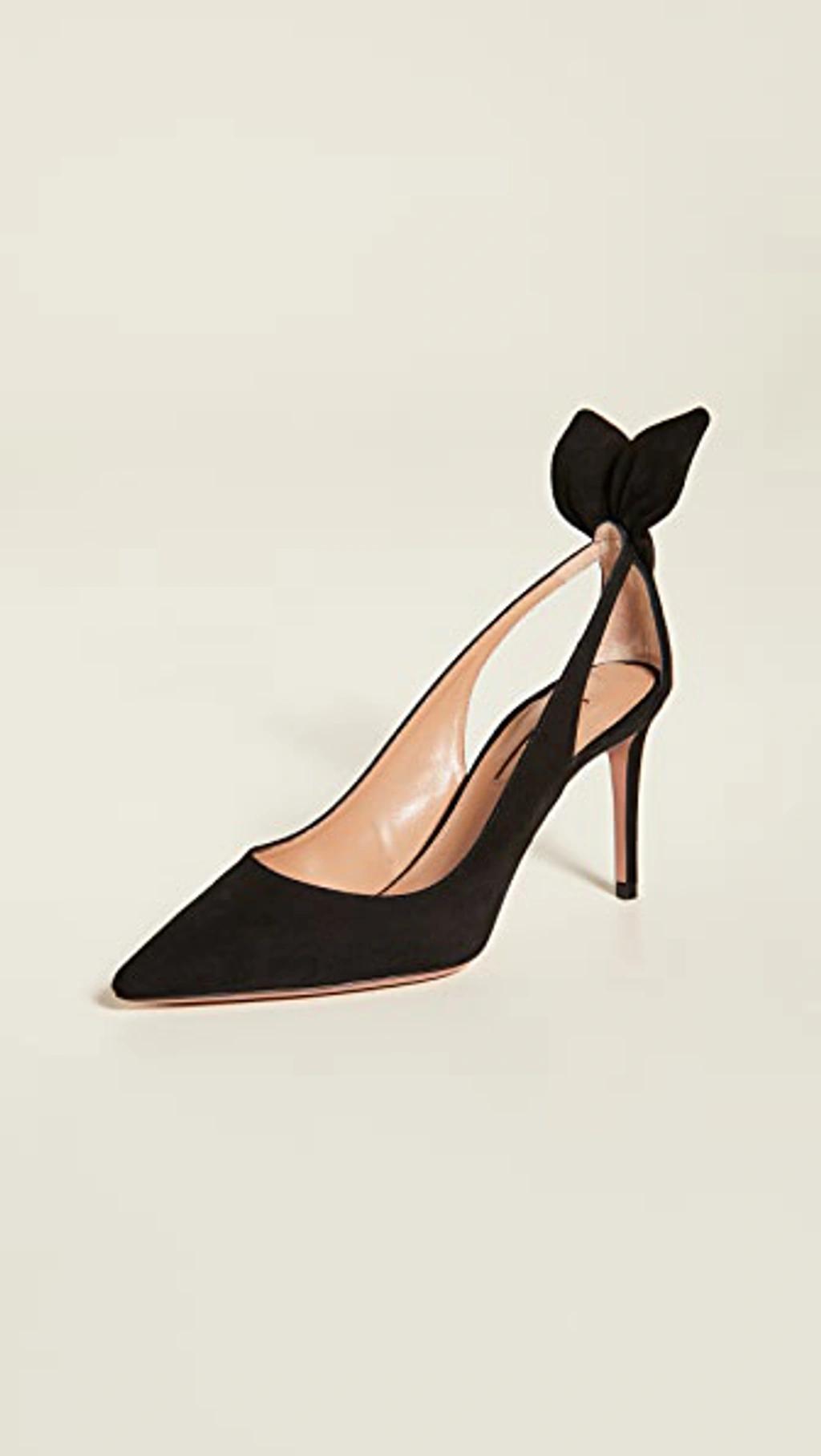 AQUAZZURA Bow Tie 85 Suede Pumps In Black Product Image