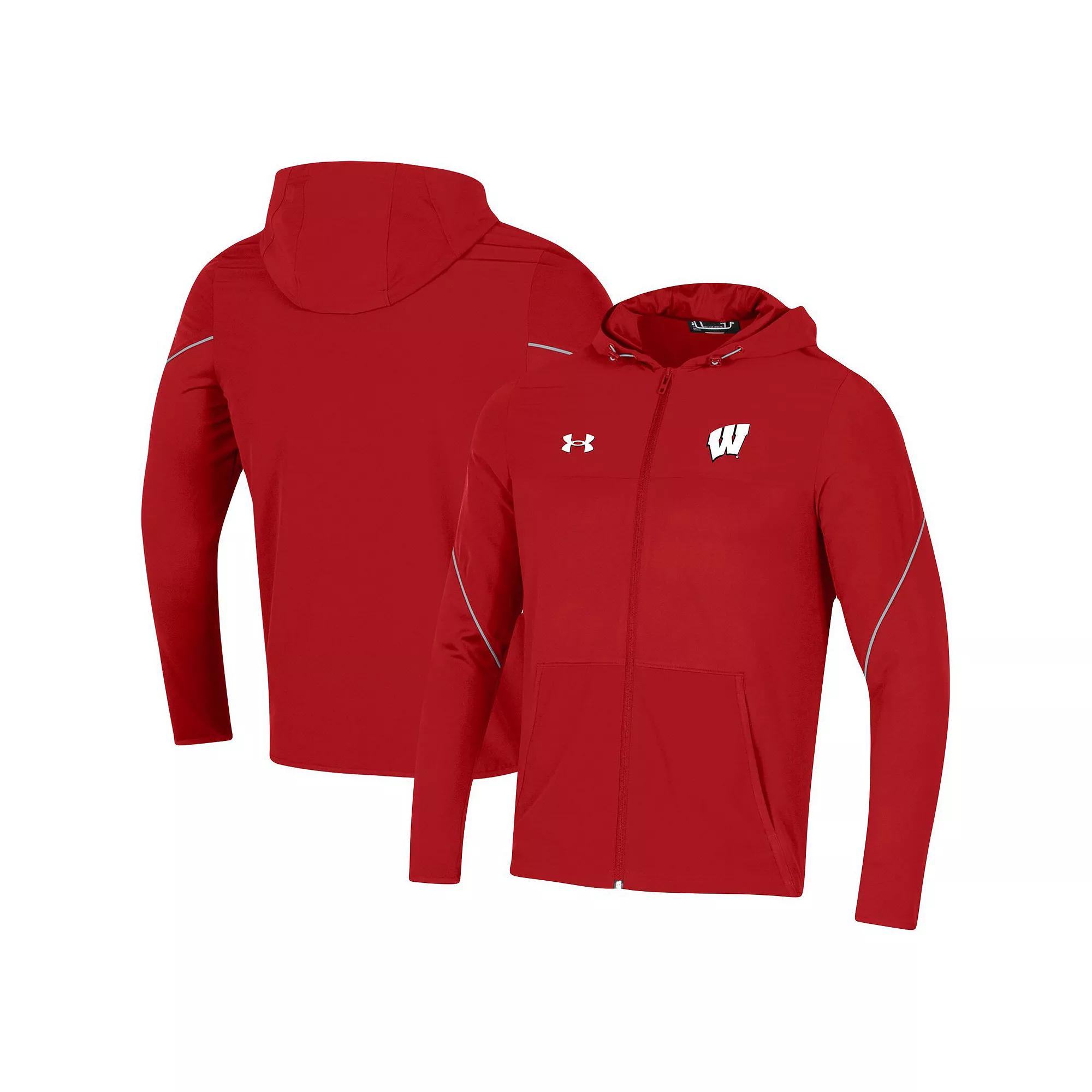 Men's Under Armour Red Wisconsin Badgers 2021 Sideline Warm-Up Full-Zip Hoodie, Size: Small Product Image