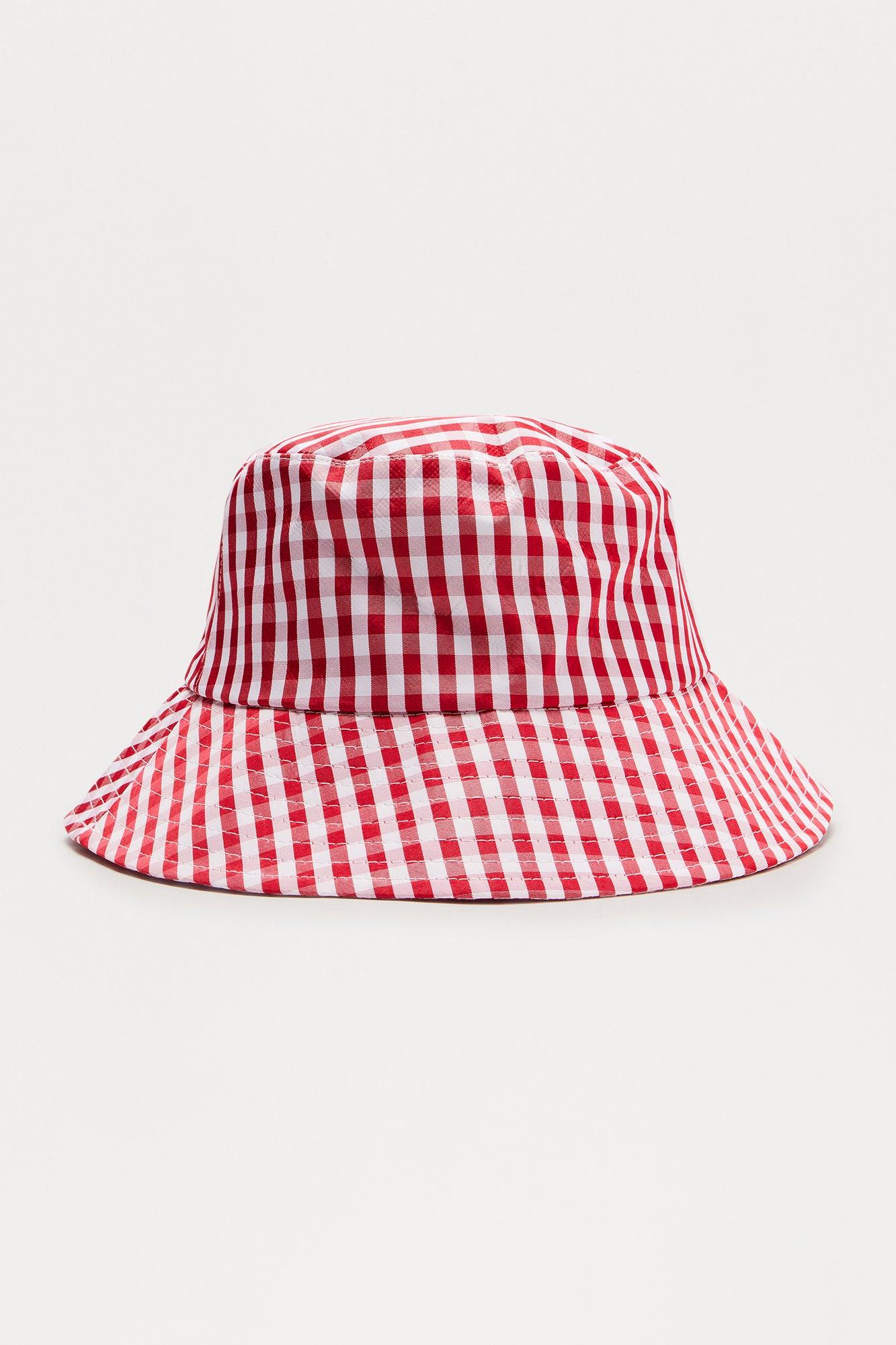 Alice Gingham Bucket Hat - Red/White Product Image