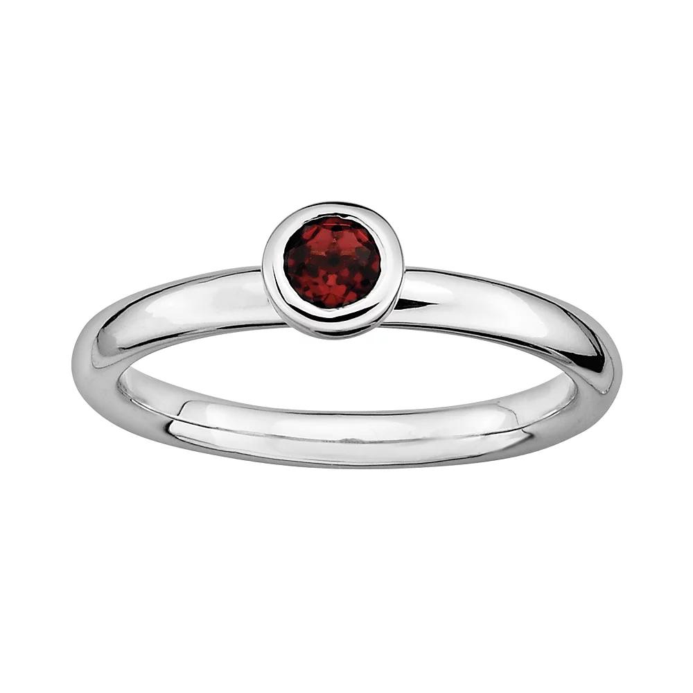 Stacks & Stones Sterling Silver Garnet Stack Ring, Women's, Size: 7, Red Product Image