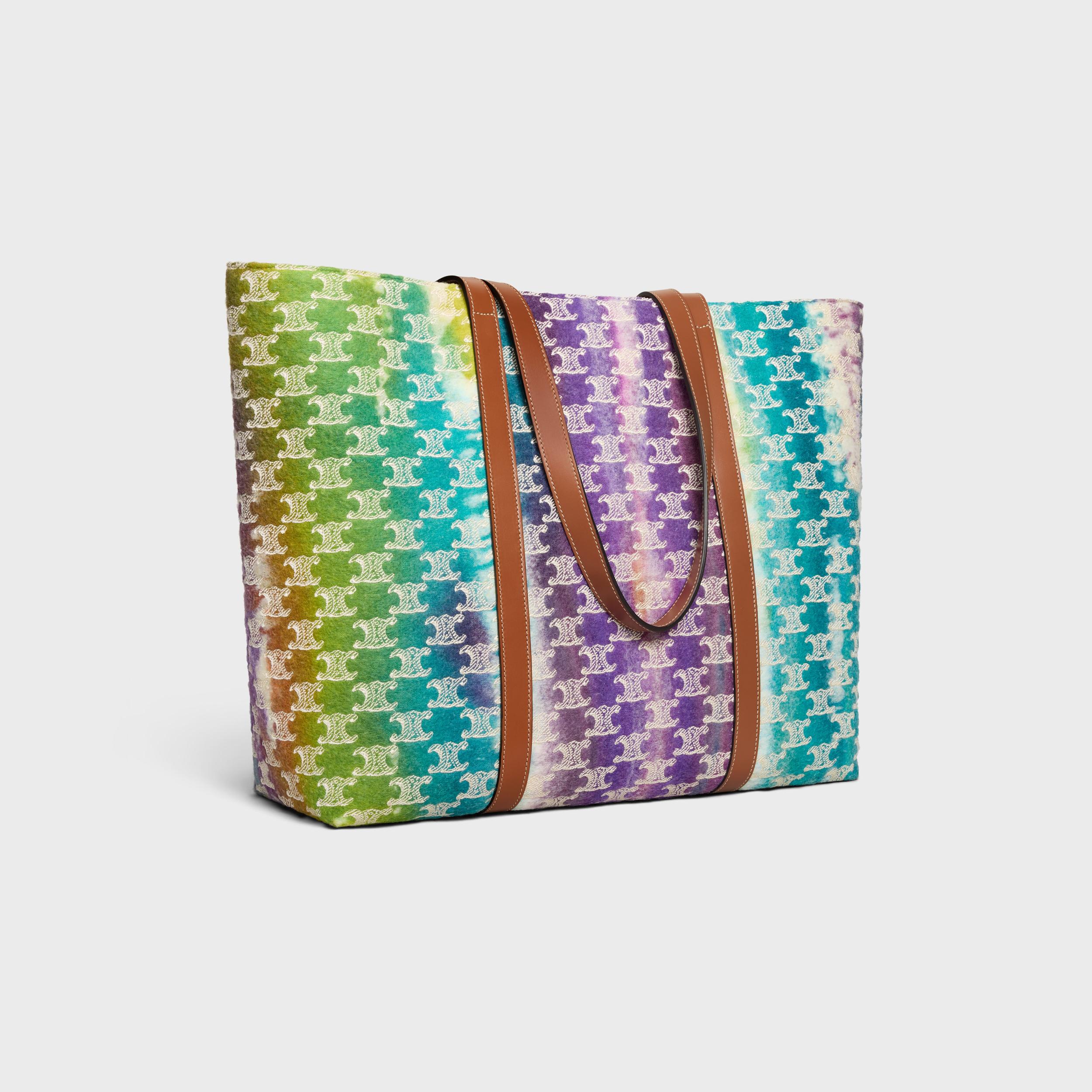 HORIZONTAL MUSEUM BAG IN TEXTILE WITH TRIOMPHE EMBROIDERIES AND CALFSKIN Product Image