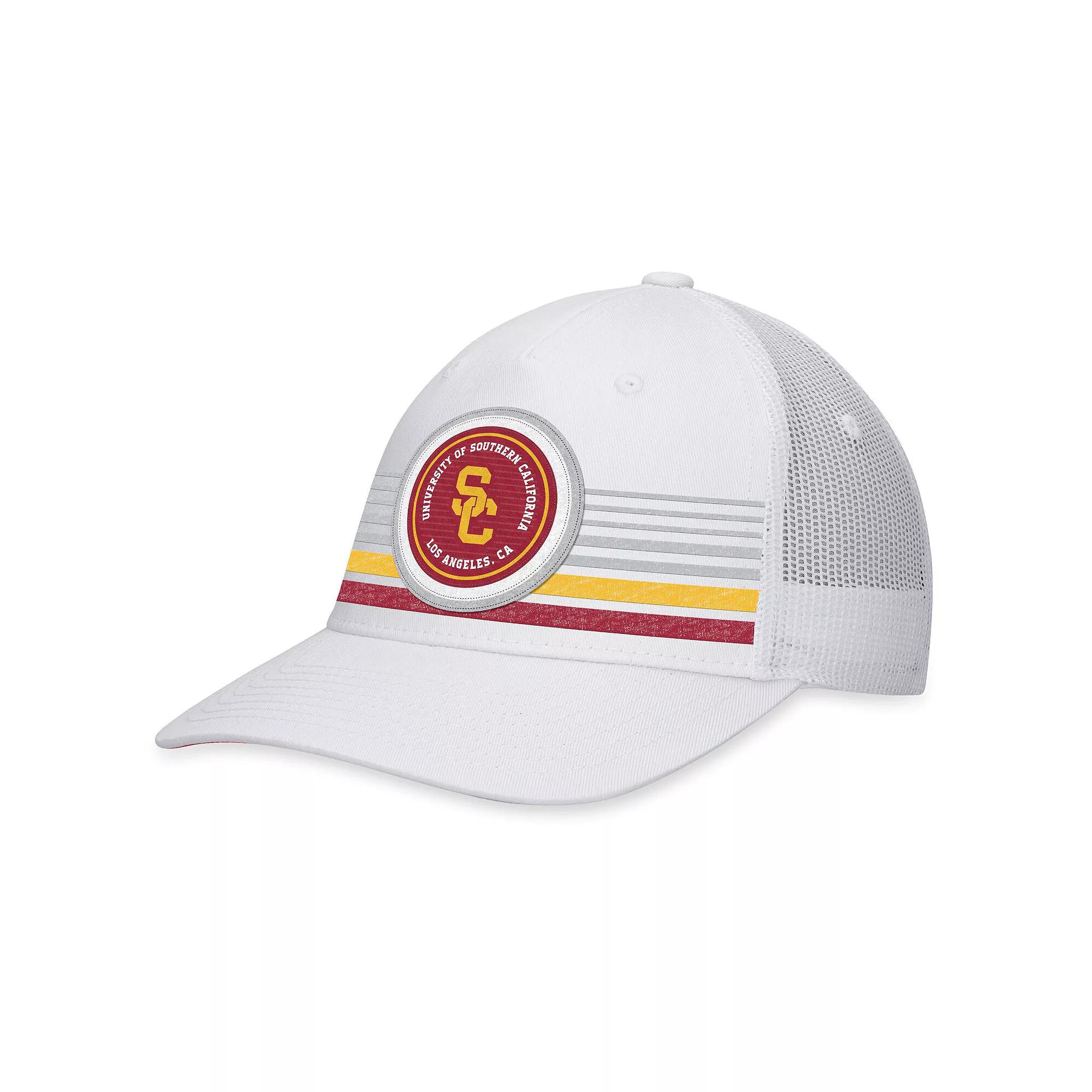 Men's Top of the World White USC Trojans Top Trace Trucker Snapback Hat Product Image