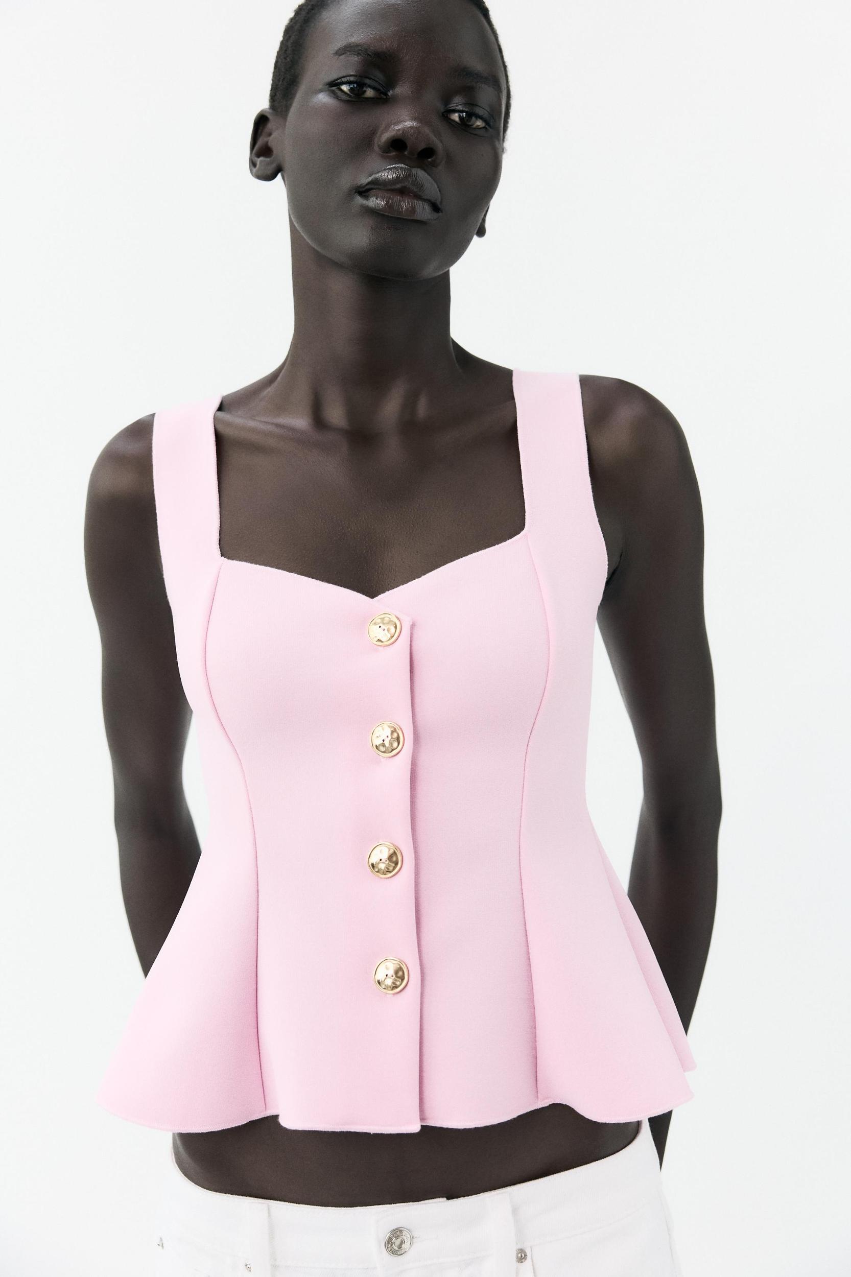 STRETCH PEPLUM VEST TOP Product Image