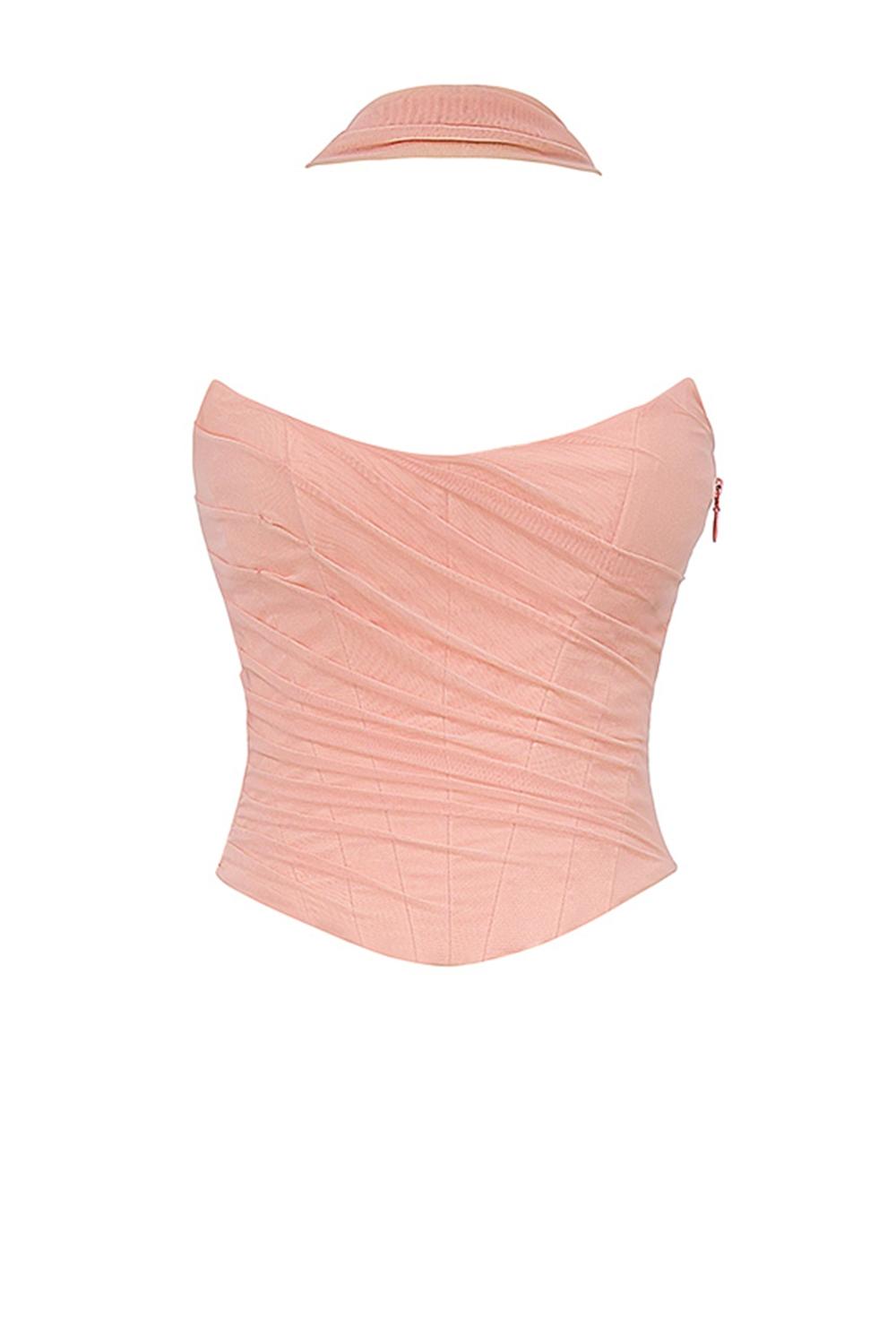 Hallie  peach strapless corset with neck scarf Product Image