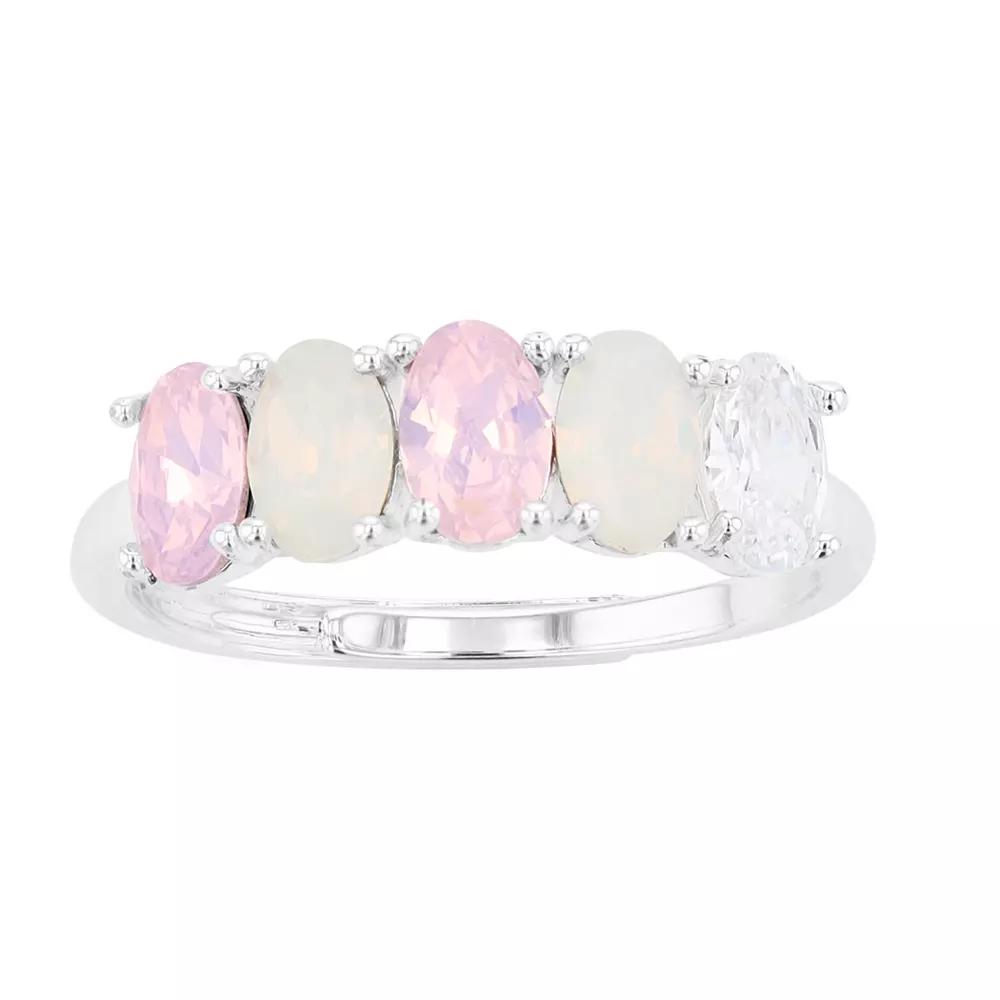 City Luxe 5-Stone Birthstone Crystal Ring, Women's, Silver Tone October Product Image