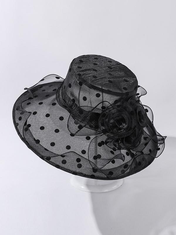 Flower Shape Gauze Polka Dot See-Through Split-Joint Sun Hat Product Image
