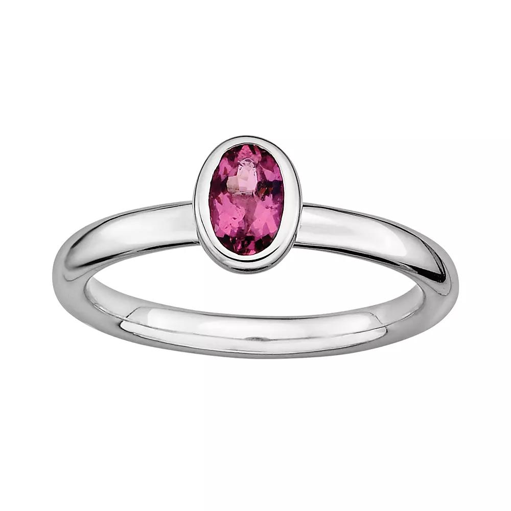 Stacks & Stones Sterling Silver Pink Tourmaline Stack Ring, Women's, Size: 6 Product Image