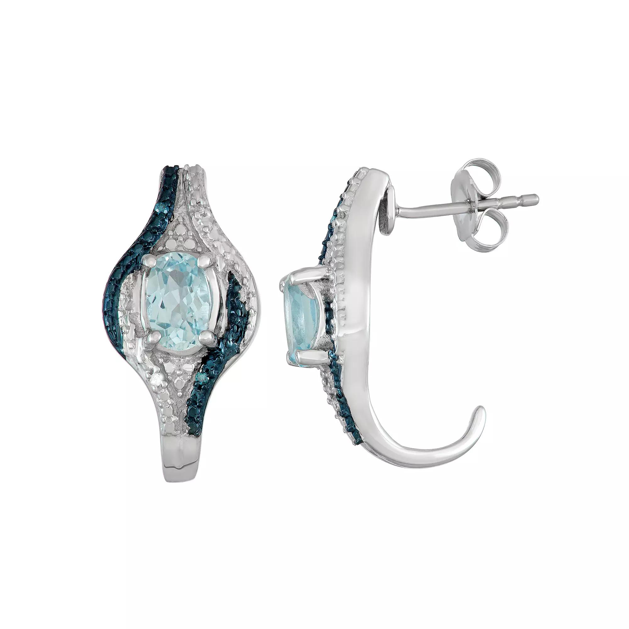 Jewelexcess Sterling Silver Blue Topaz & Diamond Accent Earrings, Women's, Silvertone Product Image