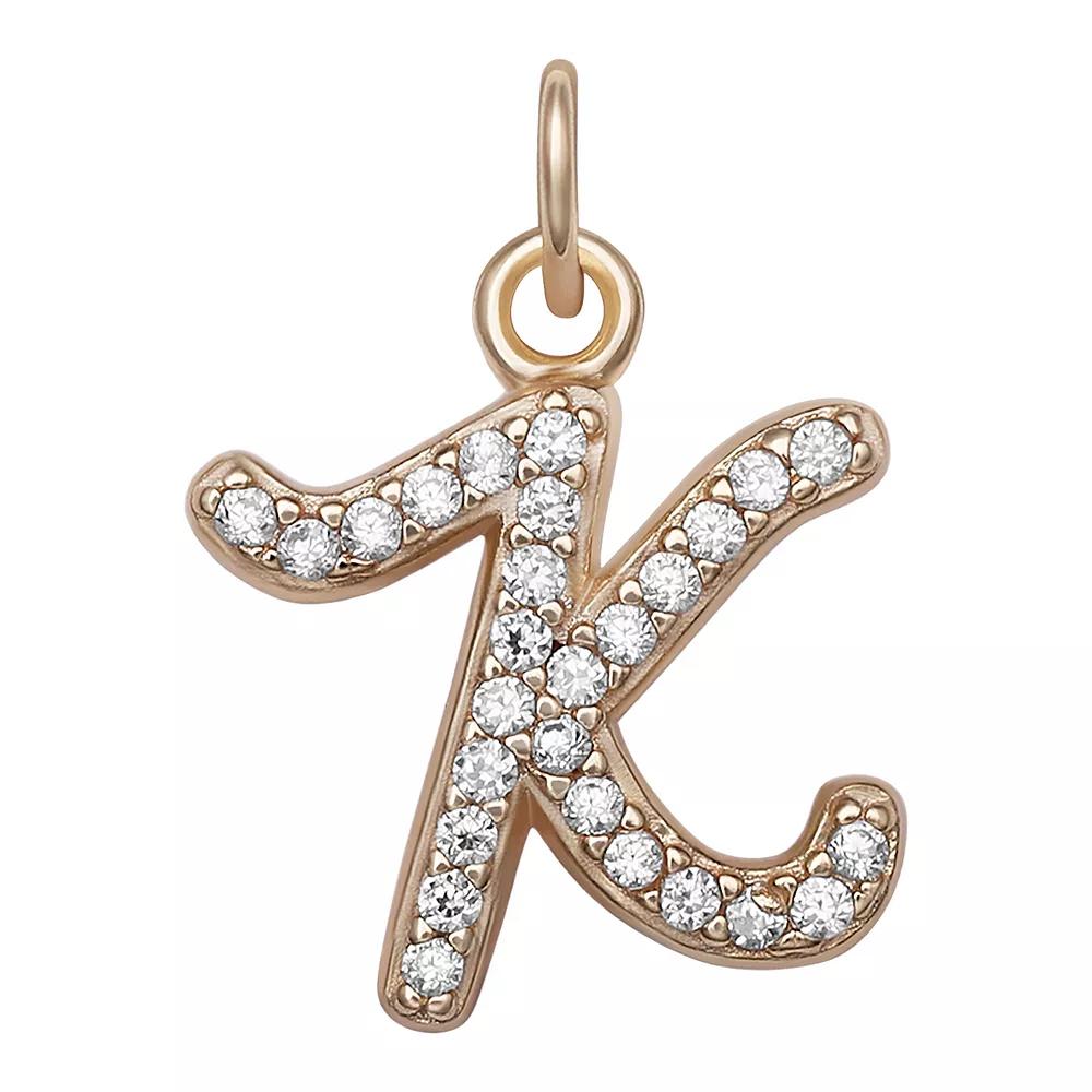 LC Lauren Conrad Sterling Silver Cubic Zirconia Initial Charm, Womens, Gold Tone O Product Image
