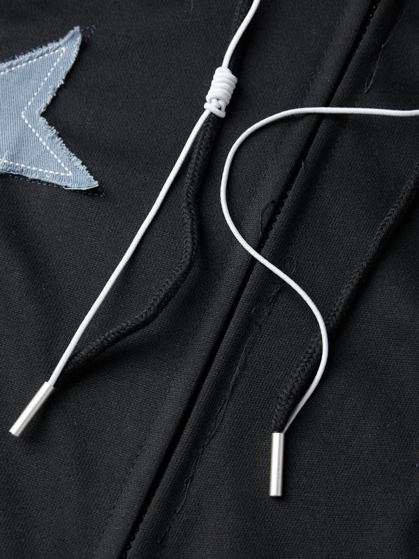 Men's Star Patch Zip Up Hoodie Product Image