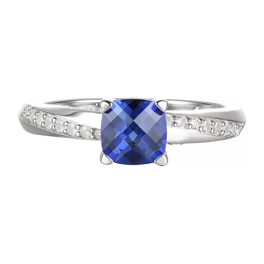 Sterling Silver Lab-Created Blue & White Sapphire Ring, Women's, Size: 7 Product Image