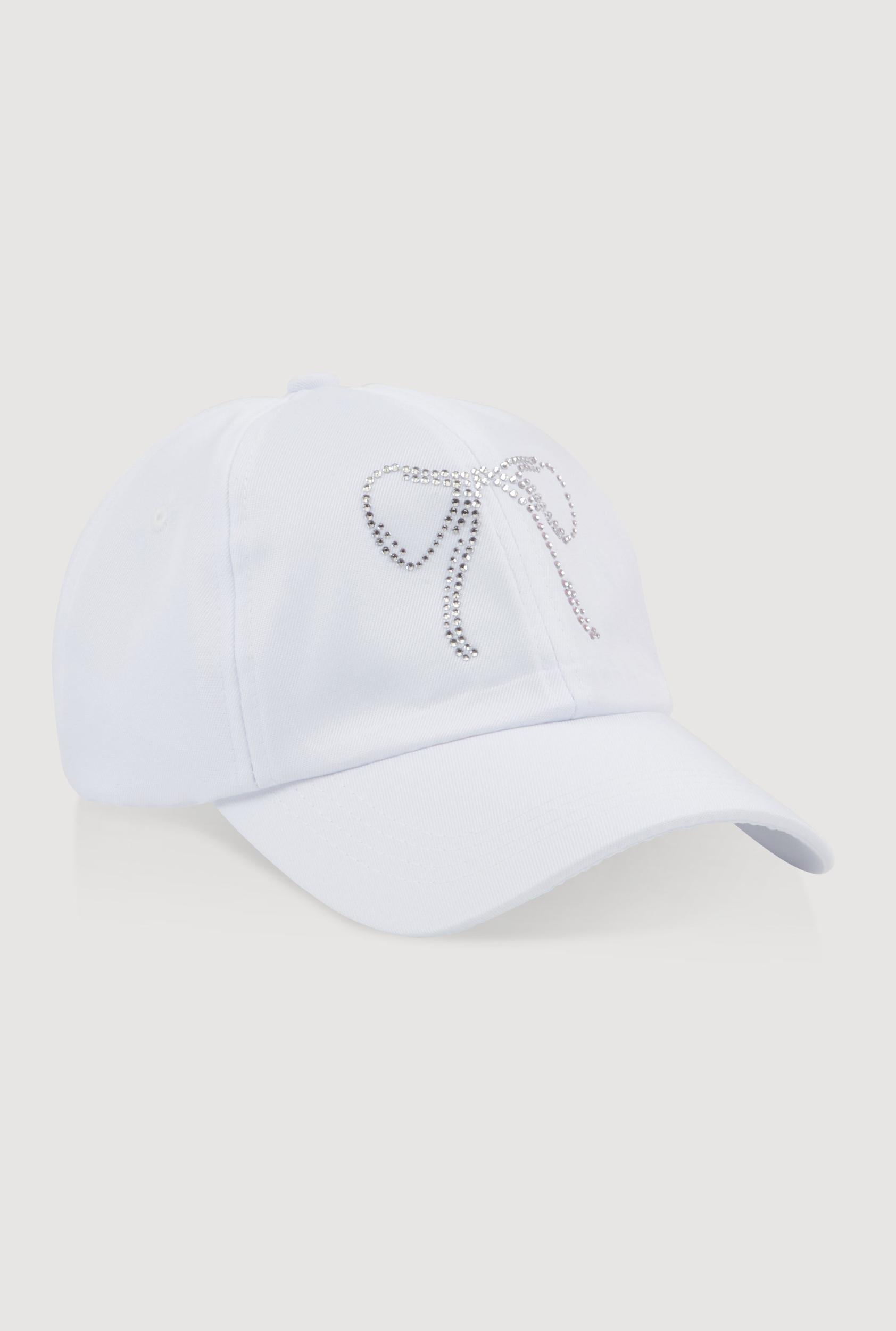 Womens Rhinestone Bow Baseball Cap Product Image