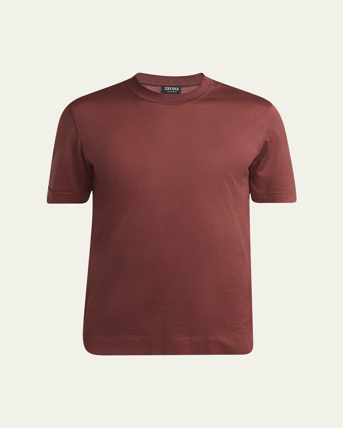 Mens Solid Silk-Cotton T-Shirt Product Image