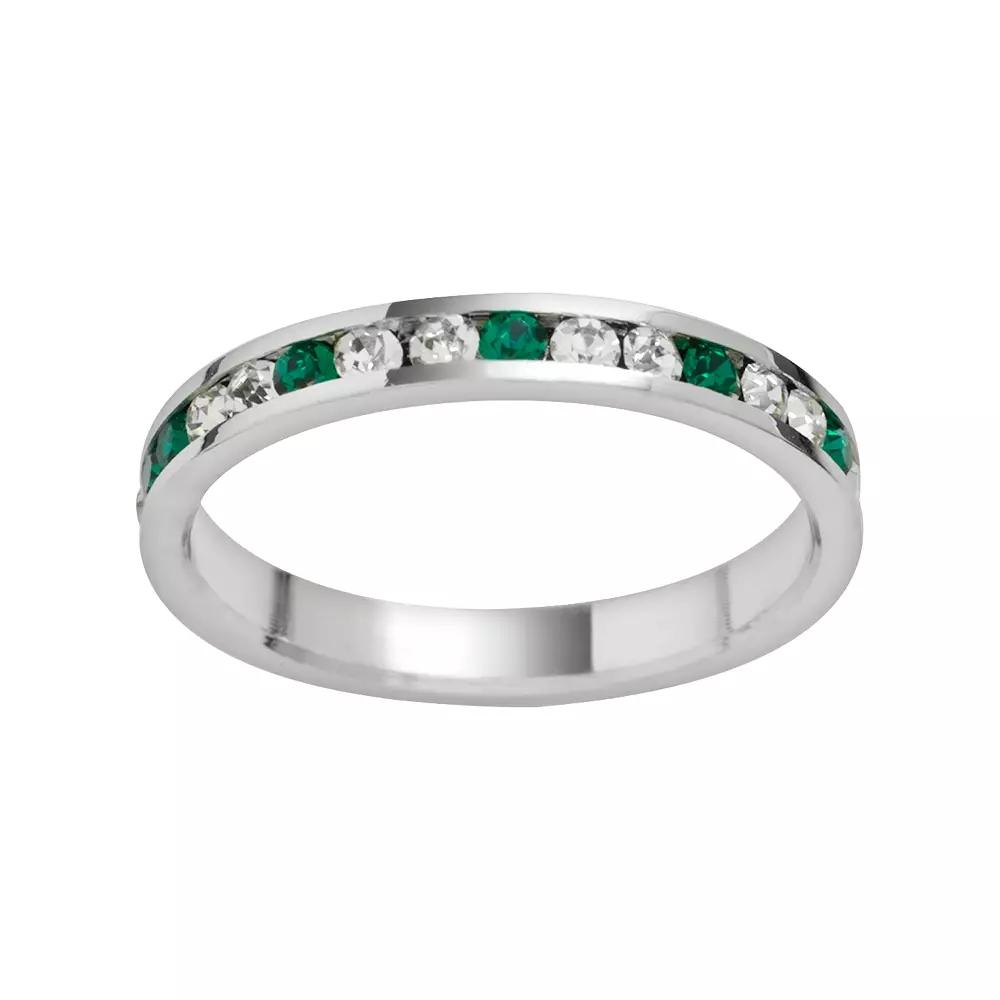 Traditions Jewelry Company Sterling Silver Crystal Eternity Ring, Women's, Size: 6, Green Product Image