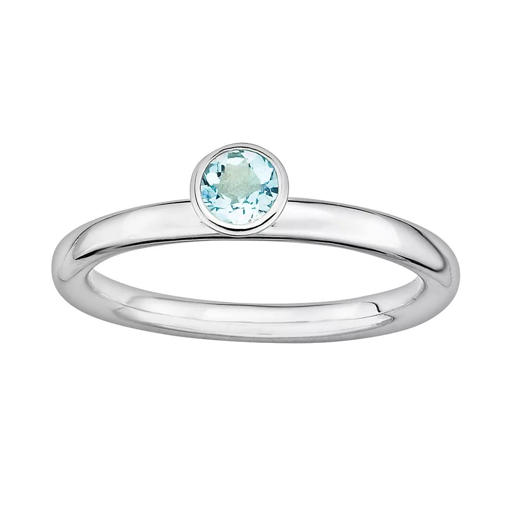 Stacks & Stones Sterling Silver Aquamarine Stack Ring, Women's, Size: 6 Product Image