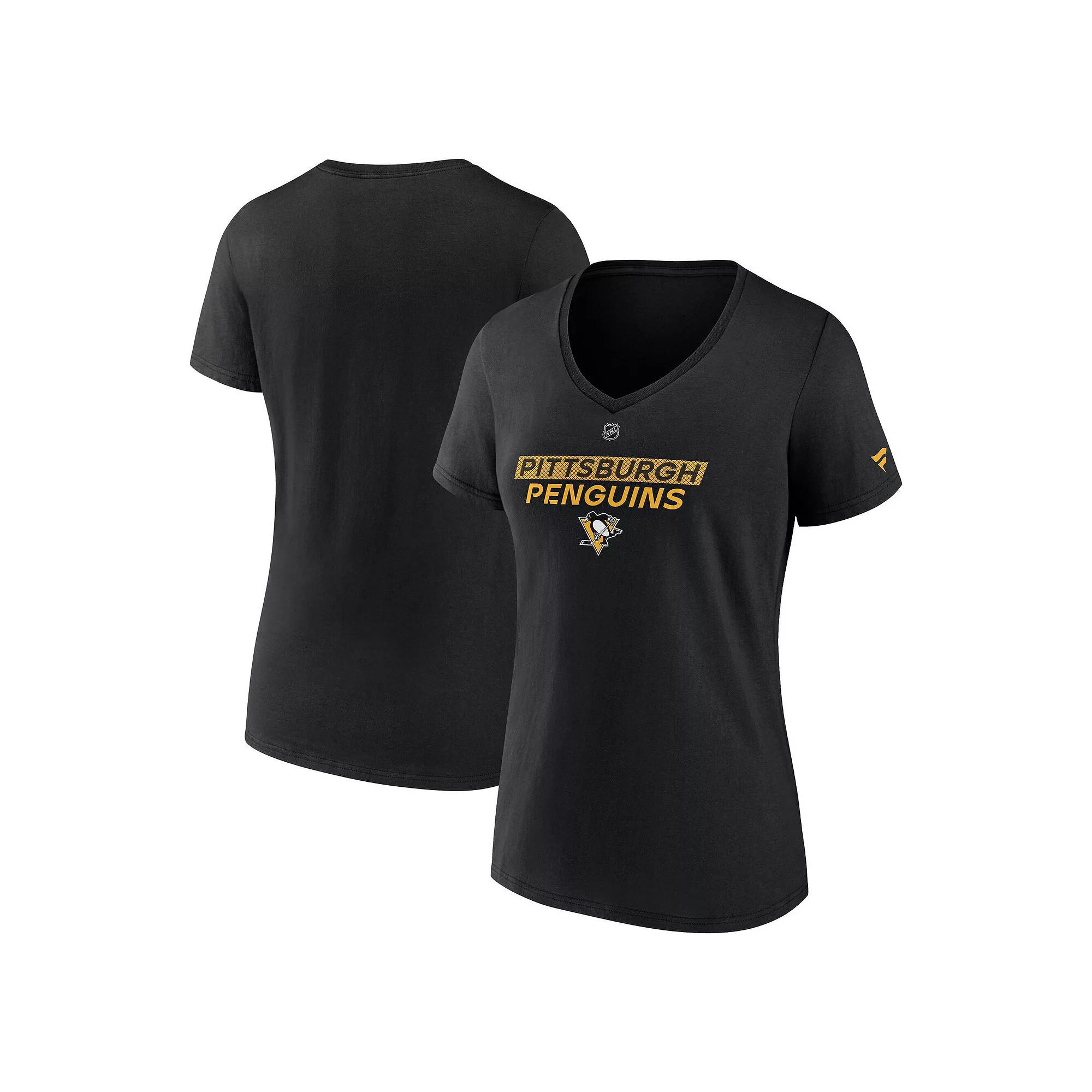 Women's Fanatics Black Pittsburgh Penguins Authentic Pro Core Primary V-Neck T-Shirt,  Product Image