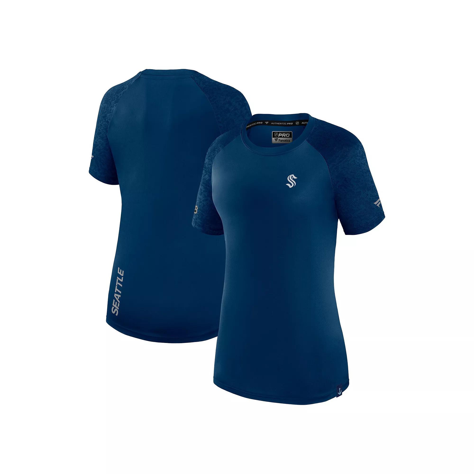 Women's Fanatics Branded Deep Sea Blue Seattle Kraken Authentic Pro Tech T-Shirt,  Product Image