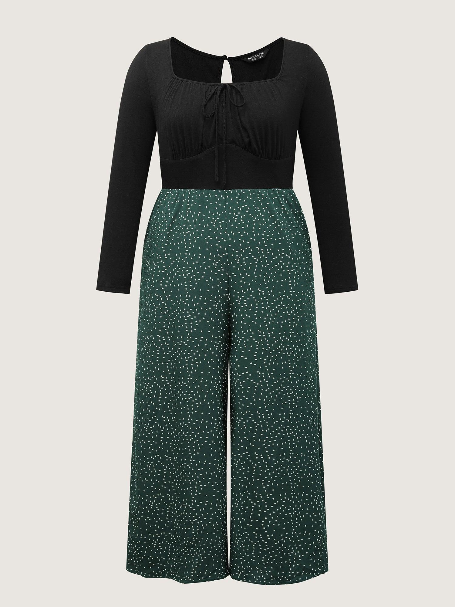 Bust-Ease Neck-Tie Floral Pockets Jumpsuit Female Product Image