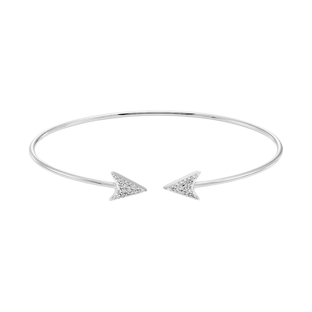 Sterling Silver 1/8 Carat T.W. Diamond Arrow Cuff Bracelet, Women's, Size: 6.5", White Product Image