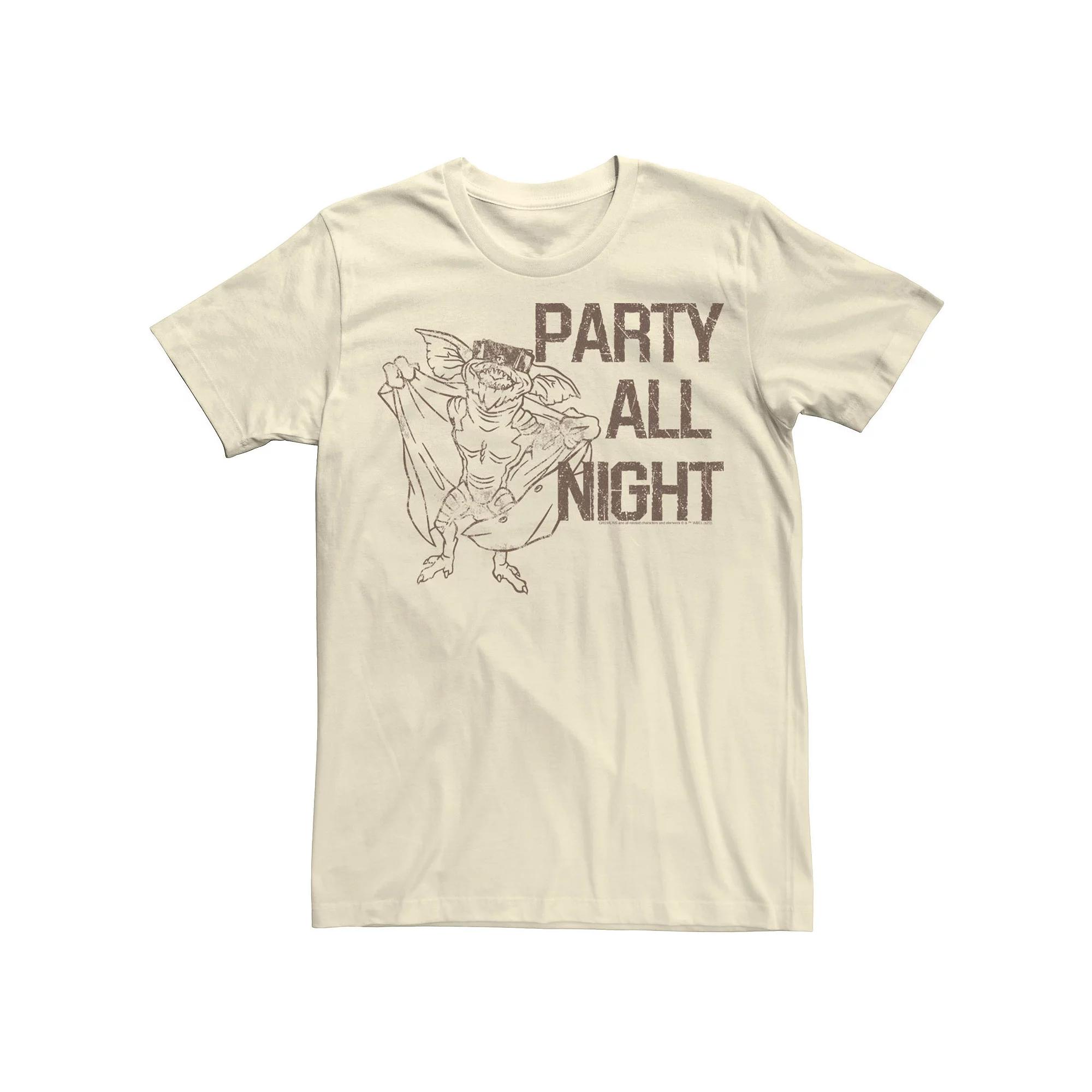 Men's Gremlins "Party All Night" Poster Tee, Size: Medium, Natural Product Image