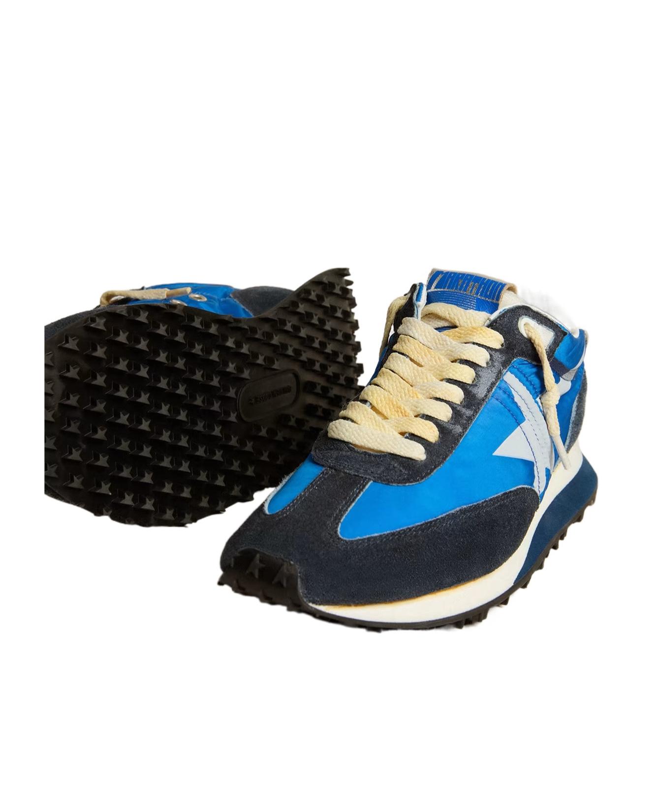 GOLDEN GOOSE Deluxe Brand Running Marathon Nylon Upper Suede Sneakers In Blue Product Image