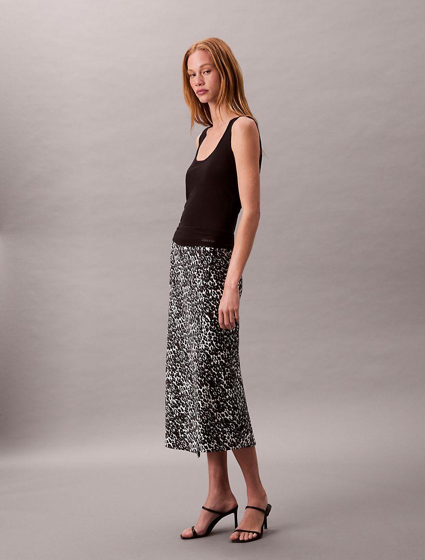 Printed Satin Midi Skirt  Product Image