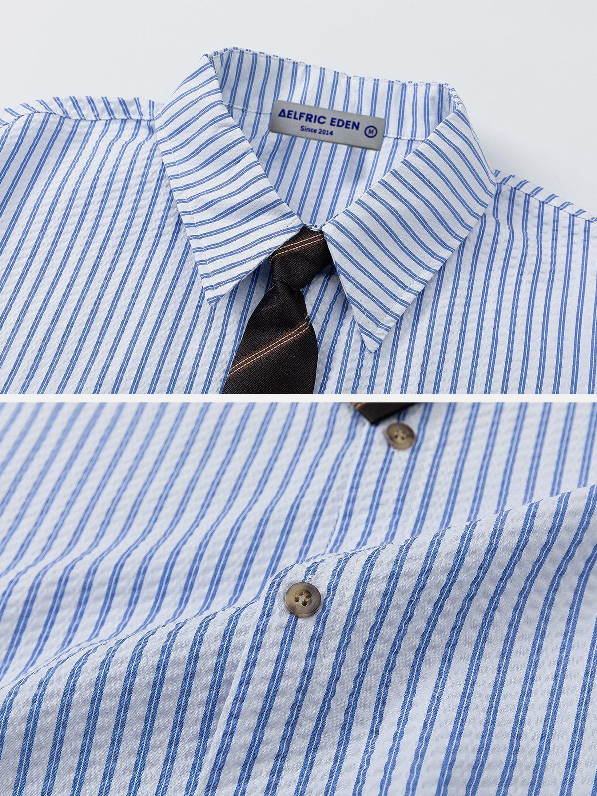 Aelfric Eden Vertical Stripes Tie Shirt Product Image