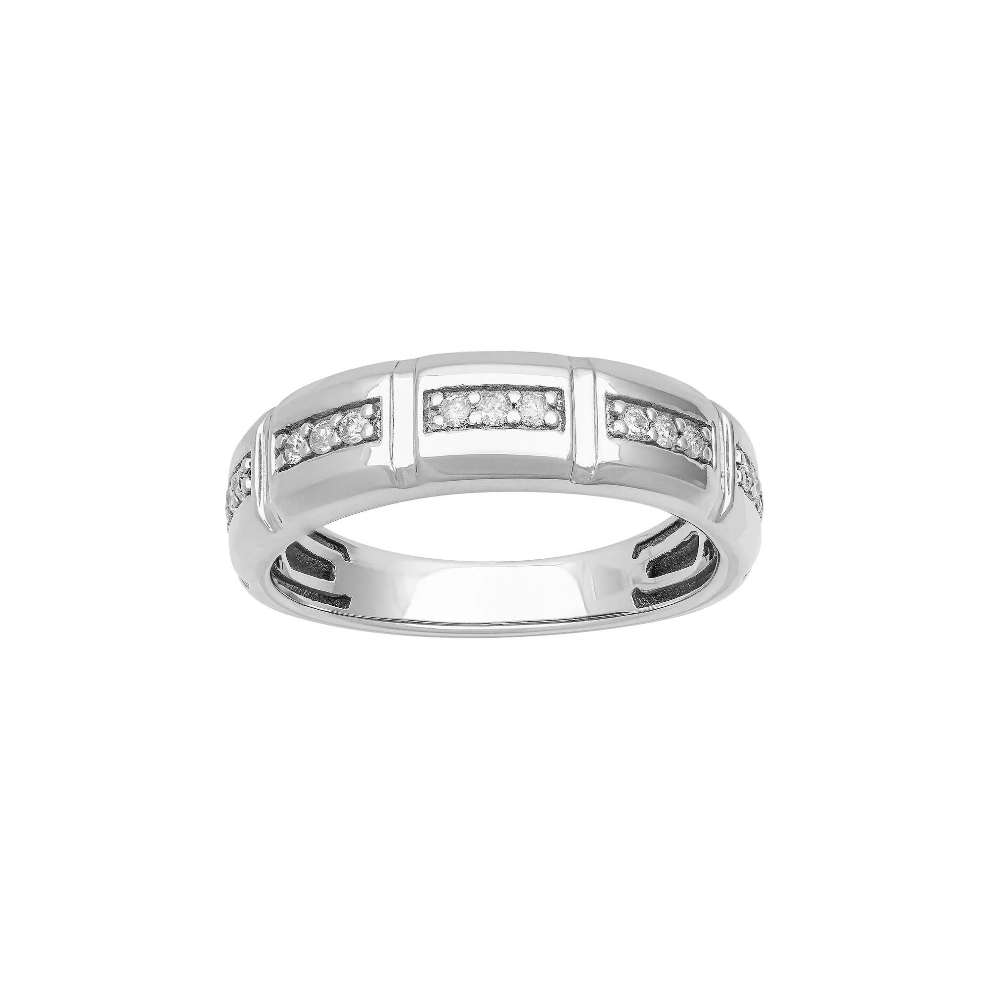 AXL Sterling Silver 1/5 Carat T.W. Diamond Men's Ring, Size: 10 Product Image