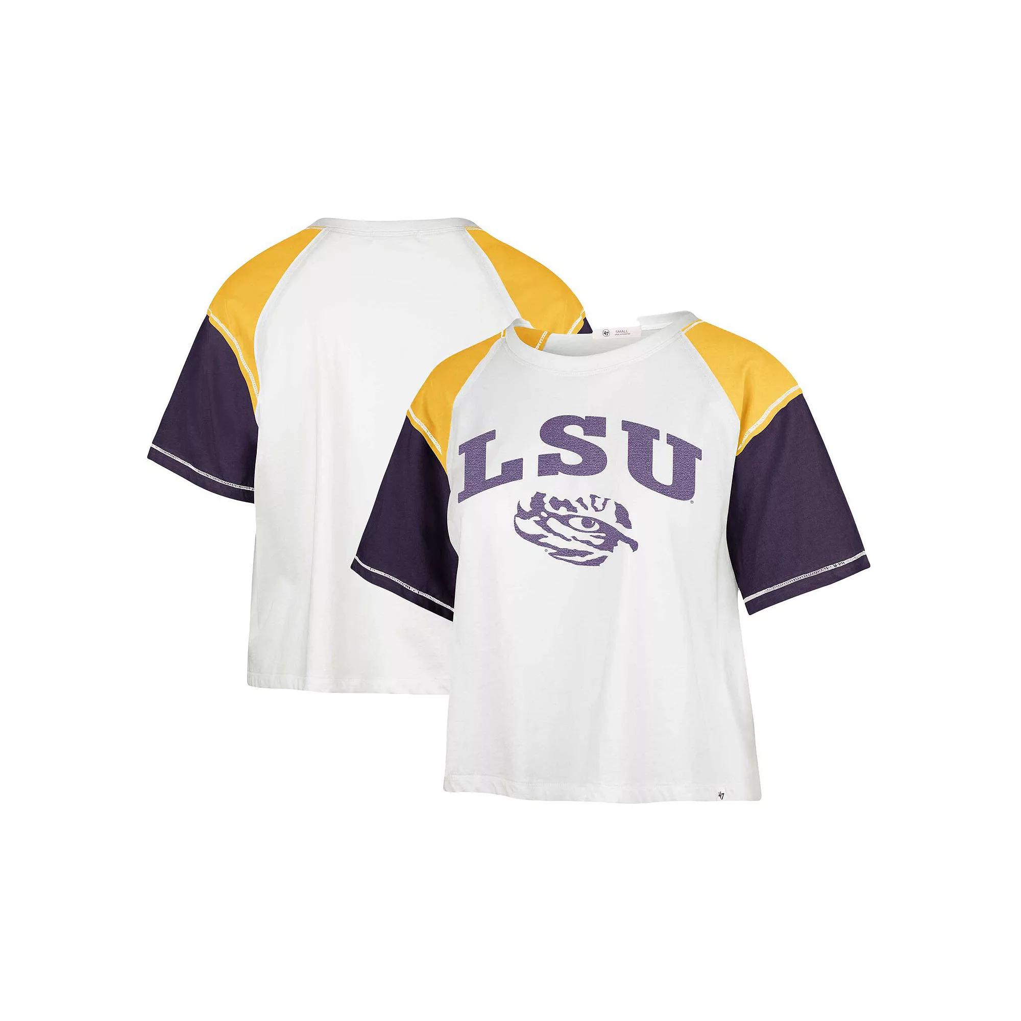 Women's '47 White LSU Tigers Serenity Gia Cropped T-Shirt,  Product Image