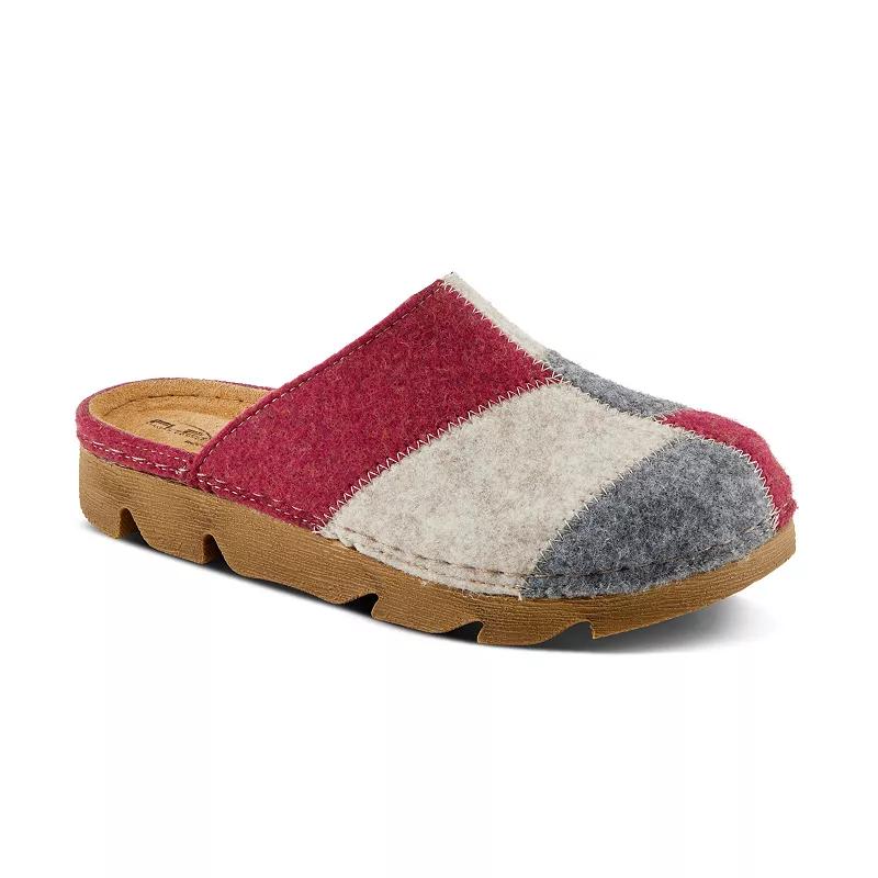 Flexus by Spring Step Women's Patchy Wool Clog Slippers, Size: 38, Red Team Product Image